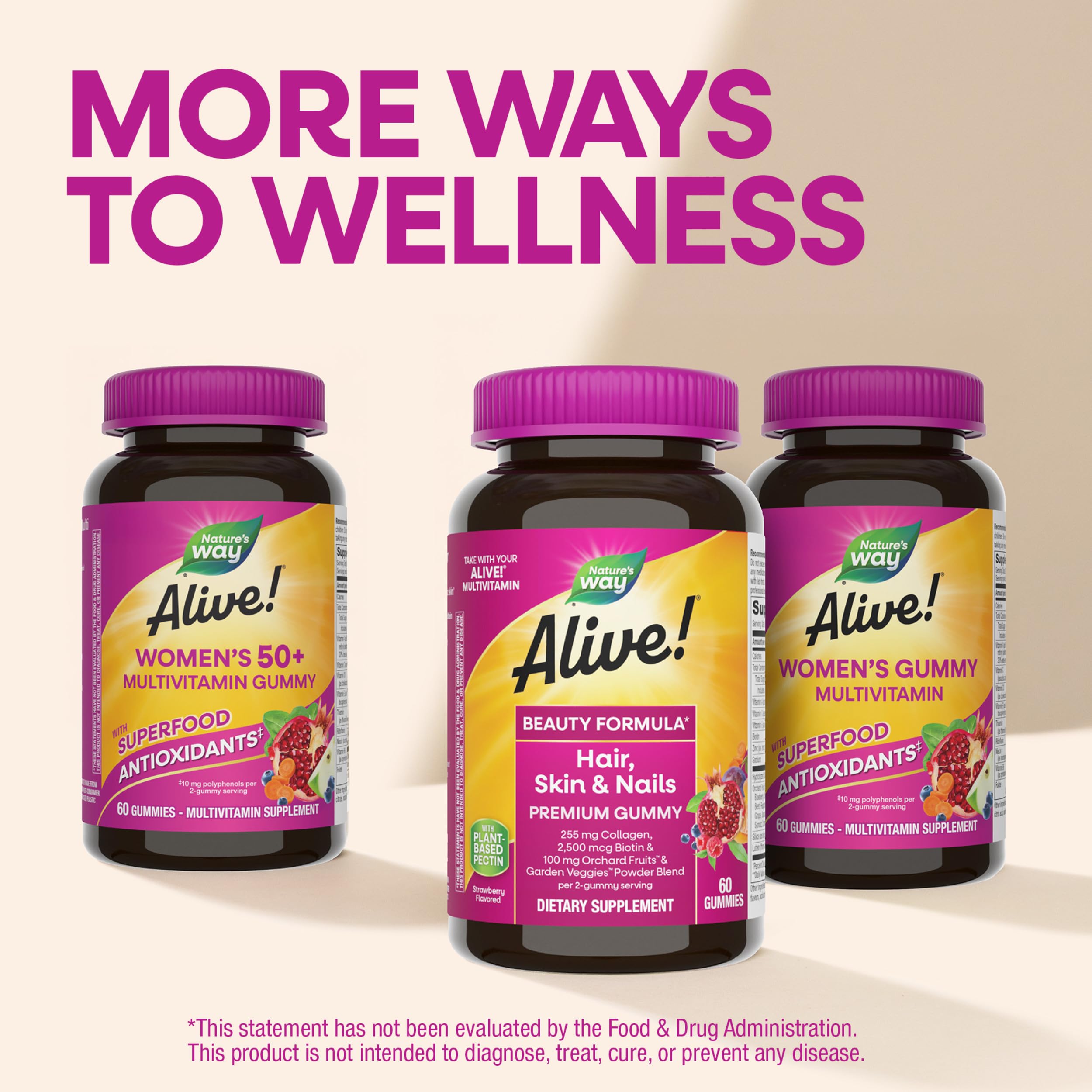 Nature's Way Alive! Premium Hair, Skin & Nails Gummies, Strawberry, 60 ct — Amazon image 8