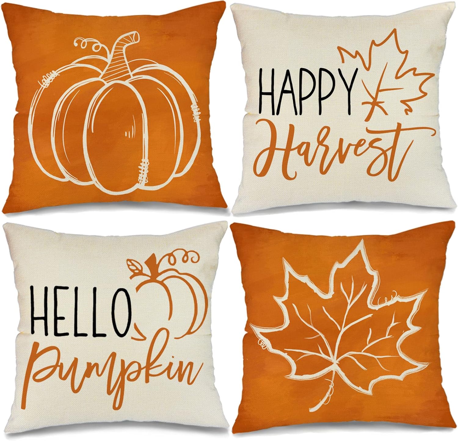 GEEORY Fall Pillow Covers 16x16 Set of 4 for Fall Decor