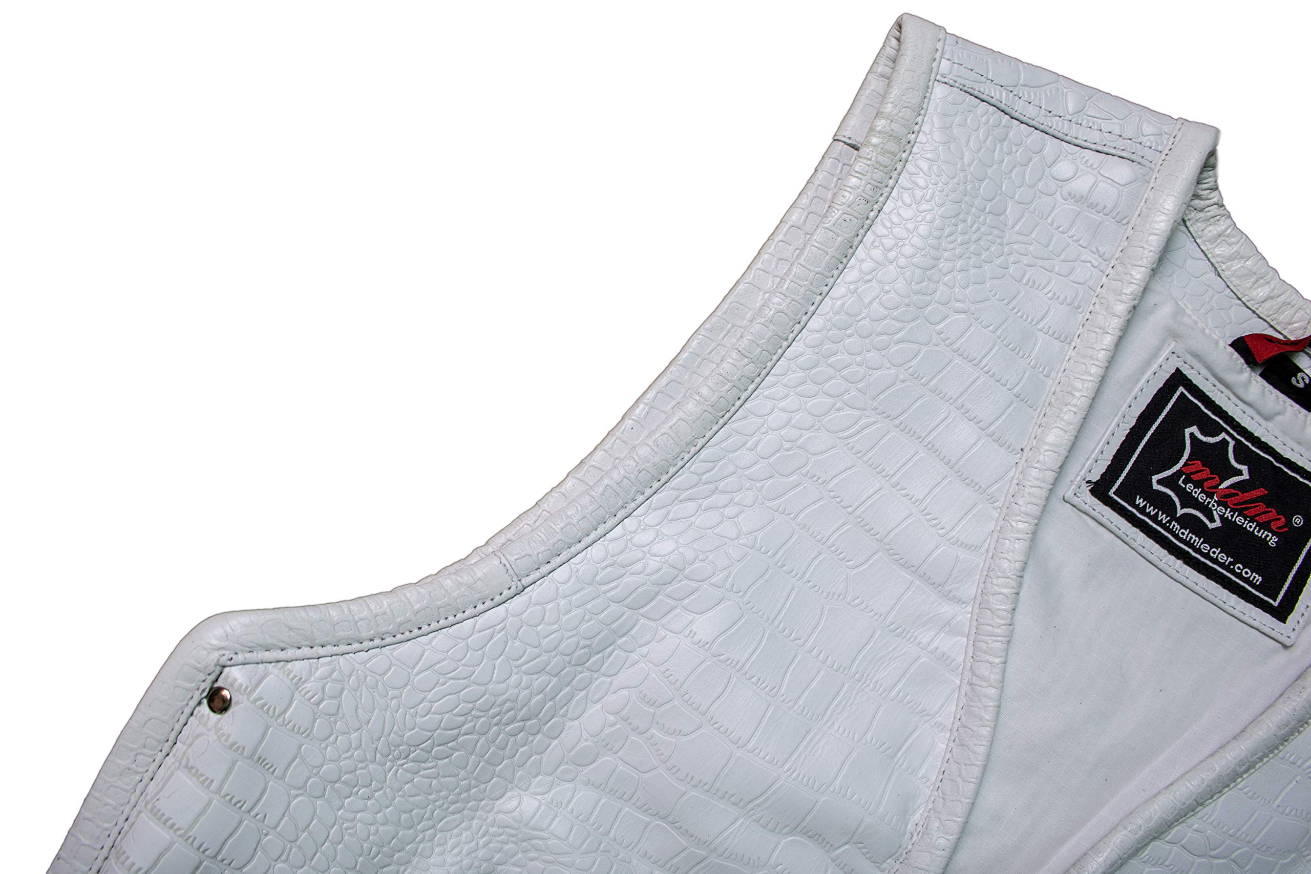 MDM Cinturón de piel para motocicleta, en negro o blanco, de piel auténtica