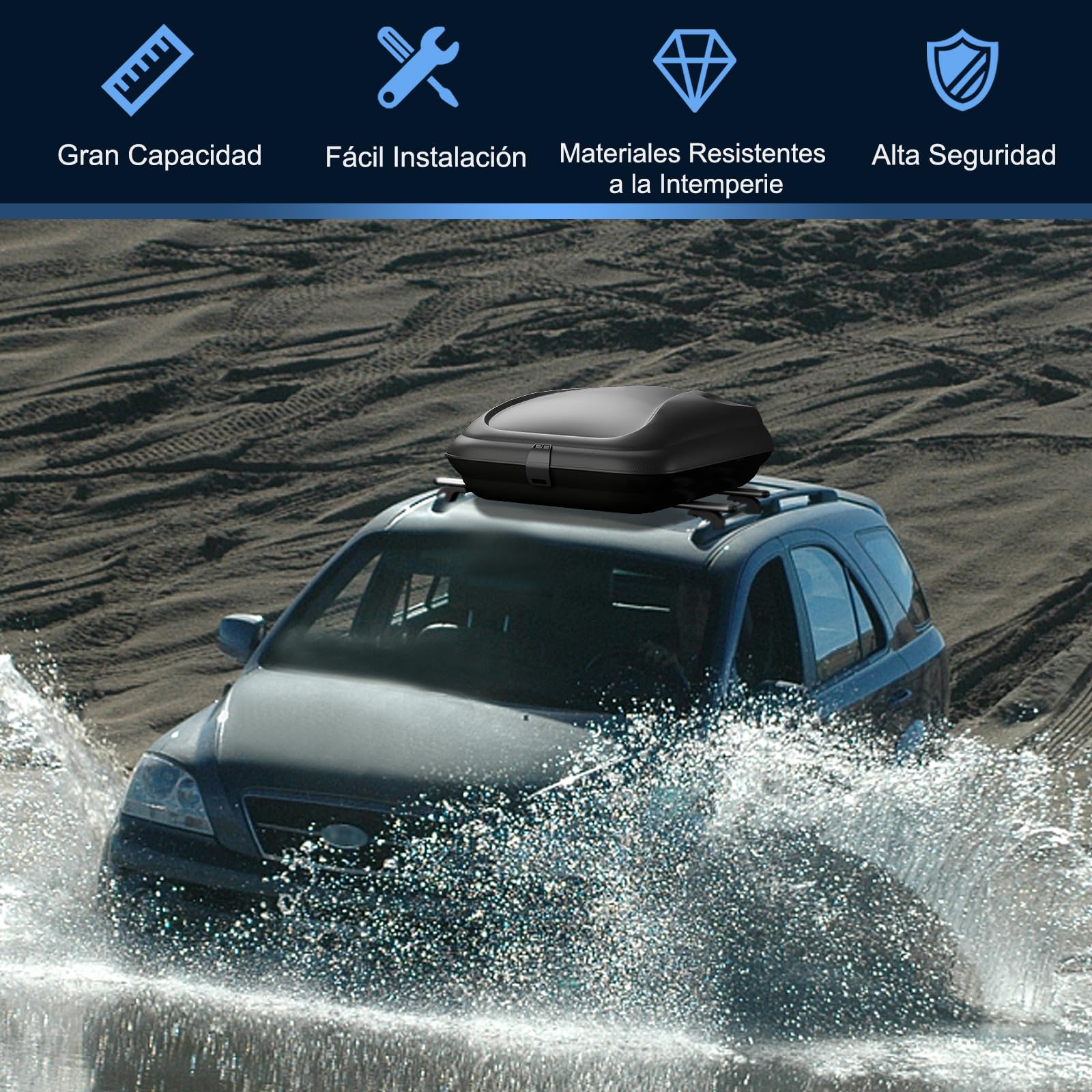 COSTWAY Cofre de Techo 250L, Cofre Techo Coche para Vehículo Impermeable con Llaves, Porta Equipaje de Automóvil, Caja de Equipaje de Techo para Coche, Vagone y SUV, Plata + Negro