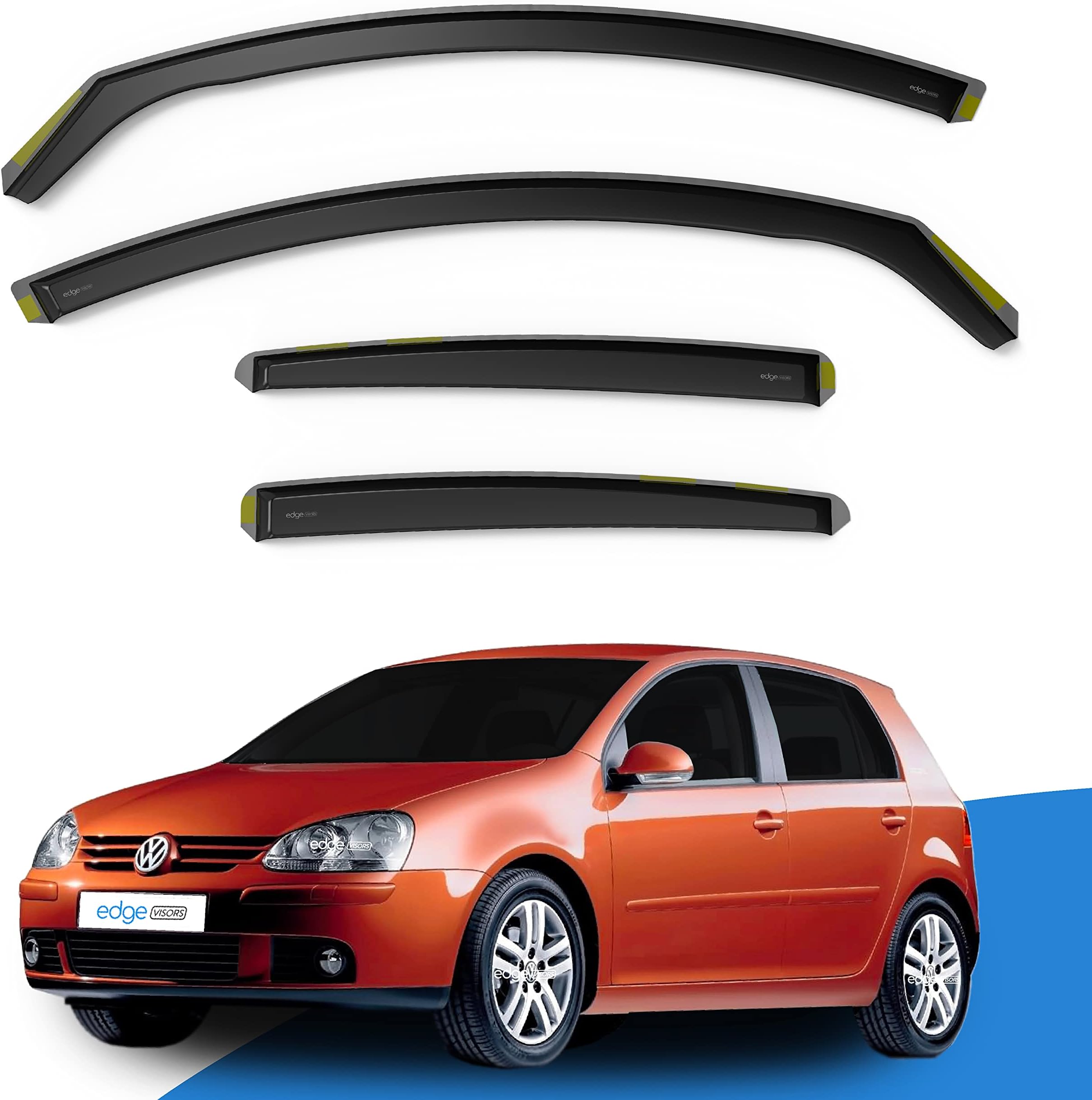 EdgeVisors Wind Deflectors Set Fits: VW GOLF MK5 2004-2009 5 Door Hatchback 4pc