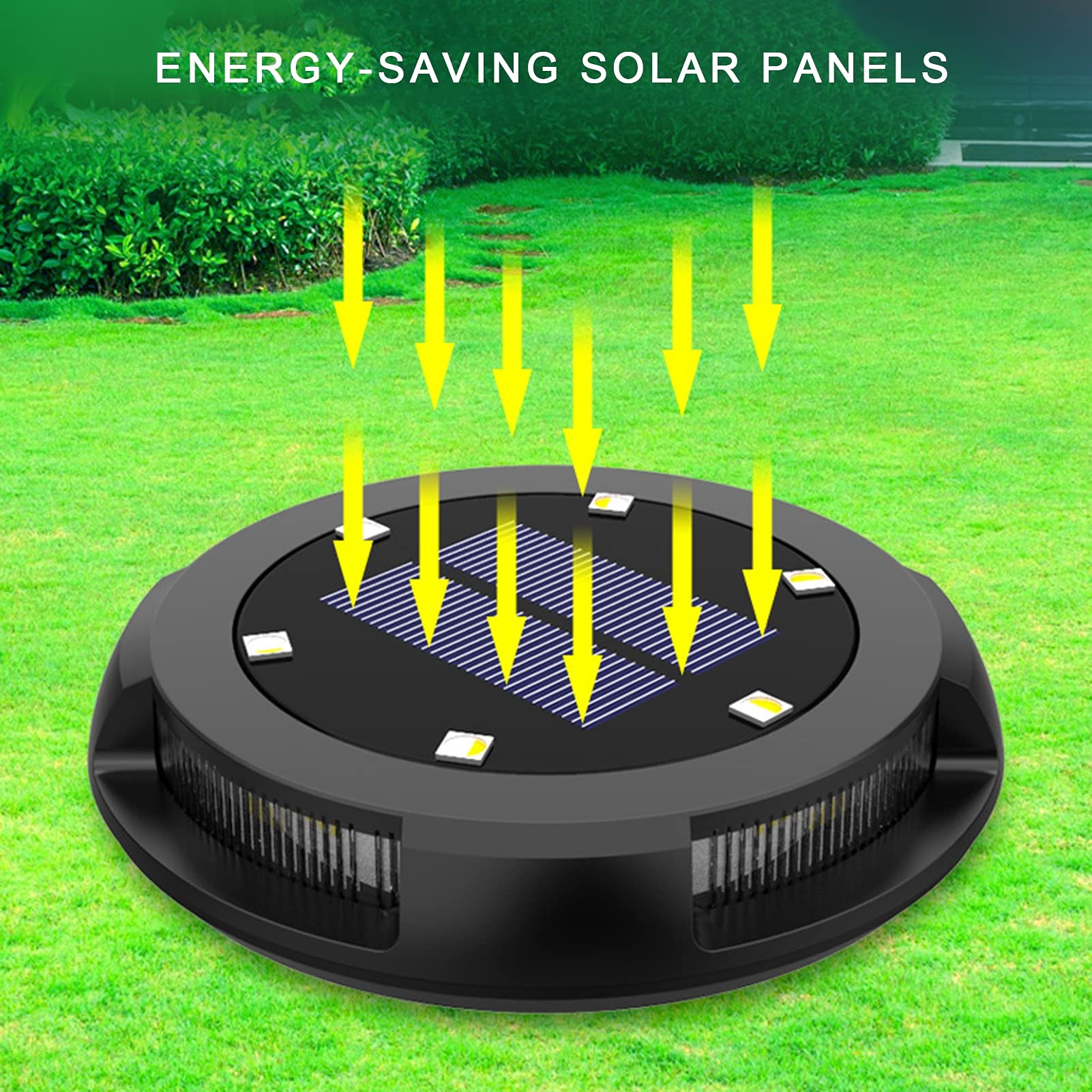 Lampe Solaire au Sol, 4 Pièces Lumière Extérieure étanche Spot Solaires à Encastrer 10LEDS pour Decorative Pelouse Baliser Terrasse Chemin Plantes,White Light