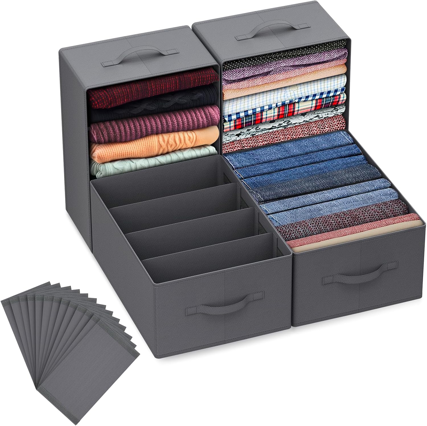 4 Pack Clothes Storage OrganiserStable Wardrobe Storage Organiser with