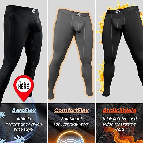 Miniatura 4 de RM Real Men ABCD Pouch Compression Pants - 1, 2 and 3 Pack, Mens Leggings, Yoga Pants, Tights, Base Layer Men Cold Weather