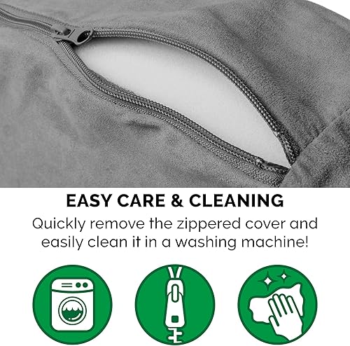 Miniatura 8 de Cama Furhaven de sherpa y gamuza acogedora - Cama para perro de espuma viscoelástica, color gris, 26 pulgadas