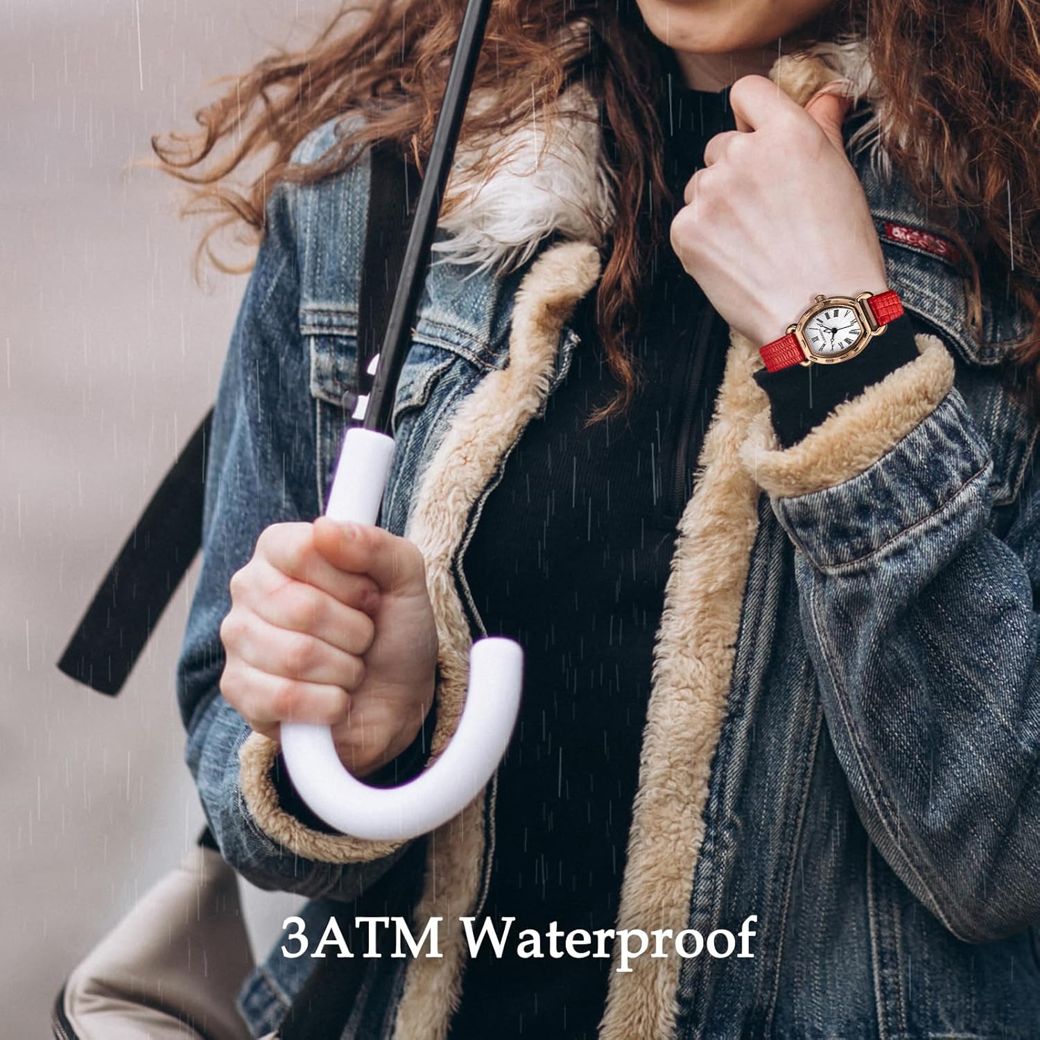 Women's Dainty Leather Band Vintage Ladies Waterproof Quartz Analog Square Dress & Casual Wrist Watches - Image 4