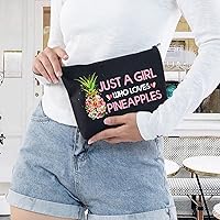 Vista 5 de LEVLO Bolsa de cosméticos divertida de piña, regalo para amantes de la fruta, piñas, cremallera, bolsa de piñas, regalo para amantes de las piñas