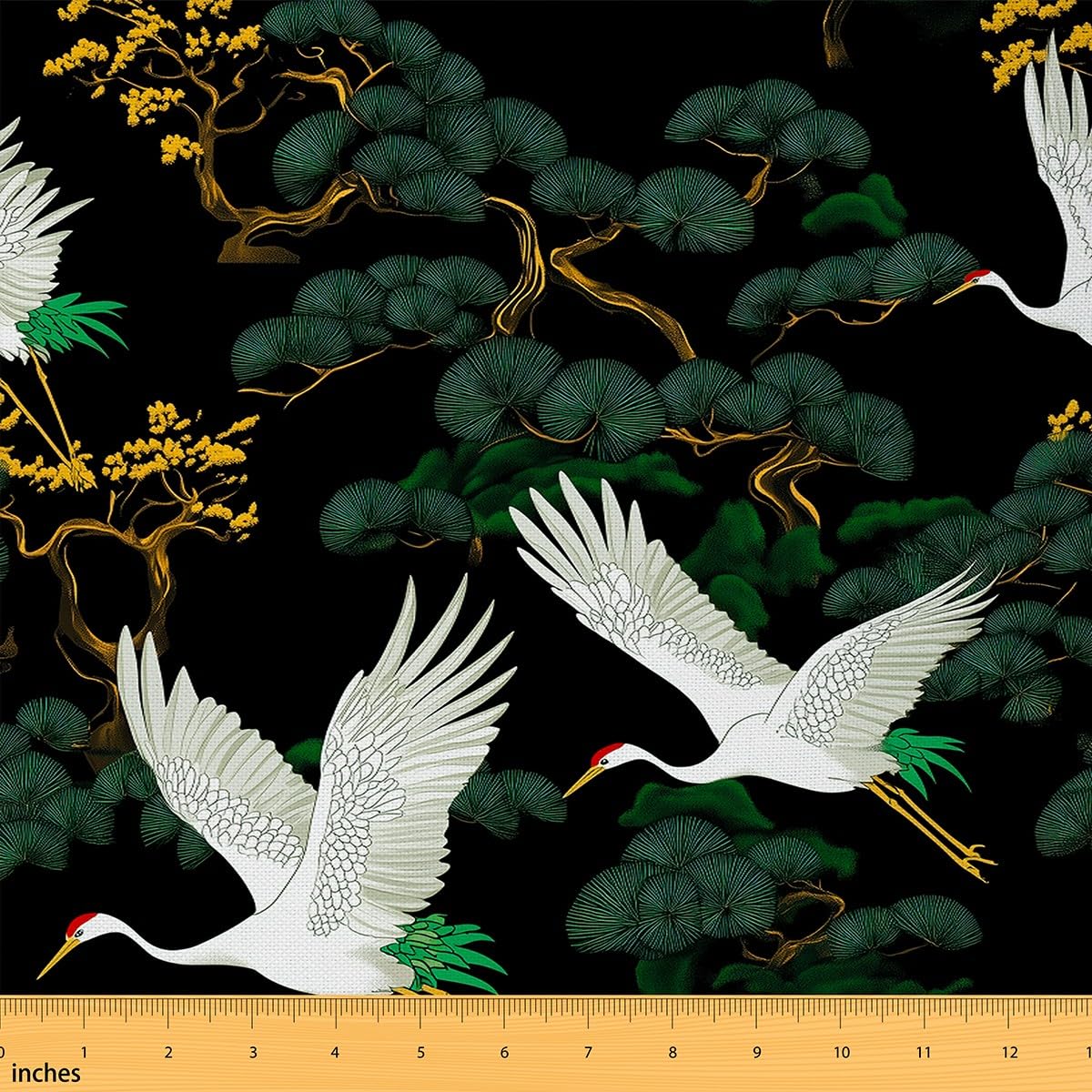 Amazon.com: Crane Fabric by The Yard Green Golden Sketch