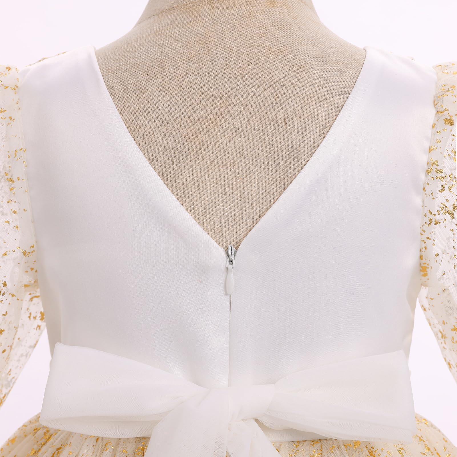 IMEKIS Kleinkind Kinder Mädchen Tüllkleid Blumenstickerei glitzernd Hochzeit Party Langarm Herbst Fotoshootings Outfit 2-8T