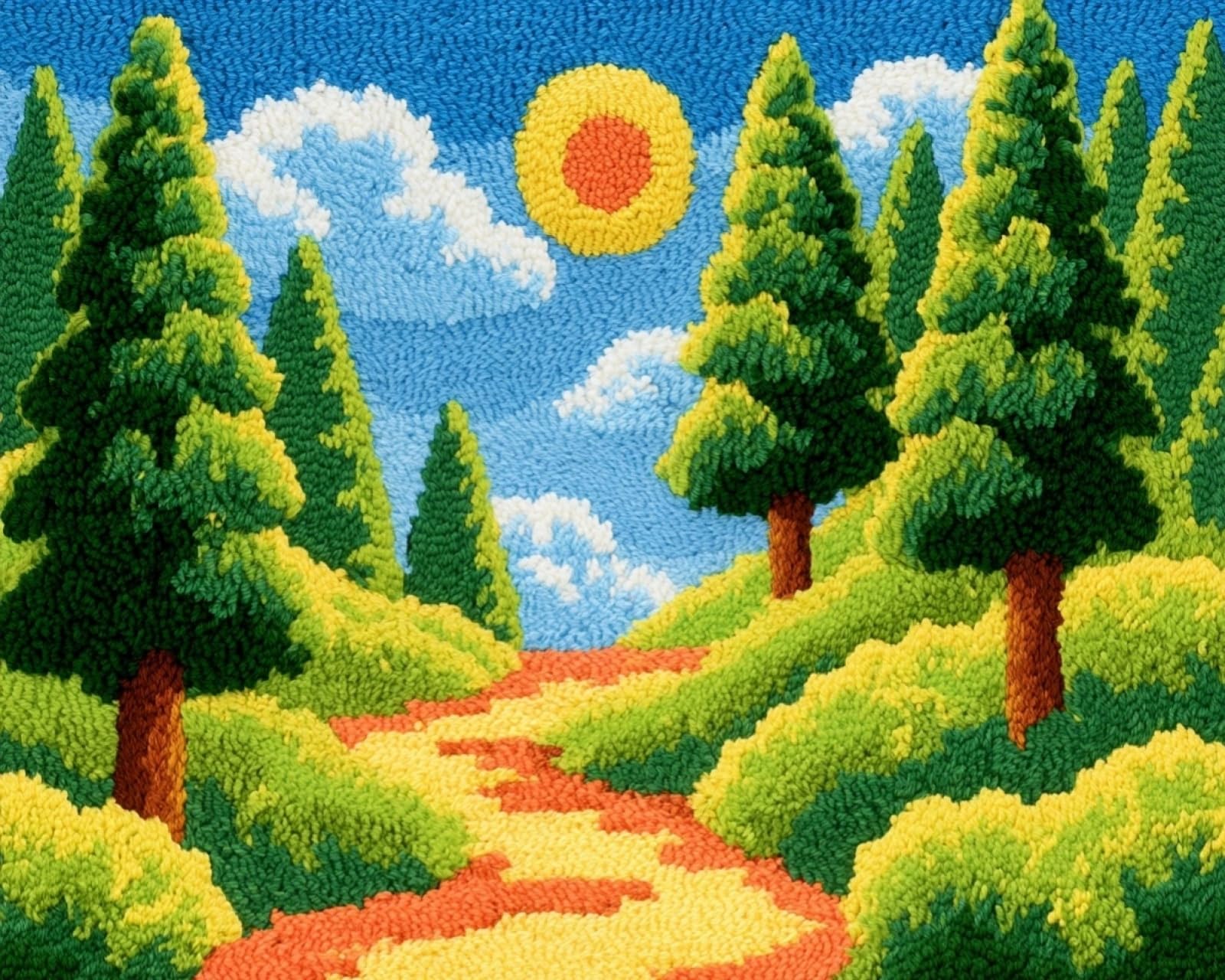 Wallphantom Sunshine Forest Landscape Latch Hook Kits For Kids And Adults,
