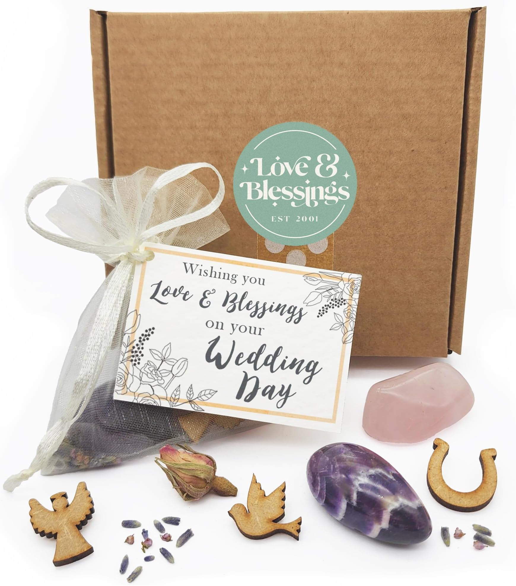 Wedding Day Gift Bag of Love and Blessings - Gemstone Keepsake with mini card