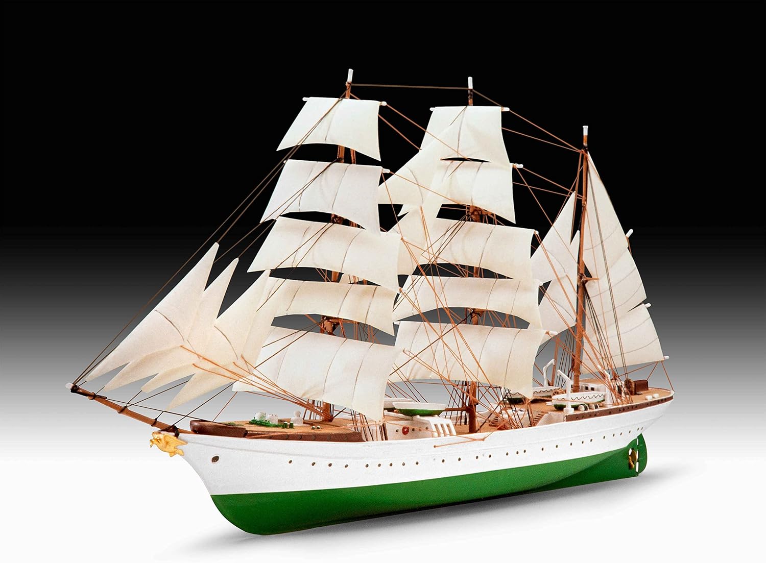 Revell Model Set 65432 Gorch Fock 1:350 Scale Unbuilt/Unpainted Plastic Model Kit with Contacta Professional Glue, Paintbrush & Selected Aqua Color Paints