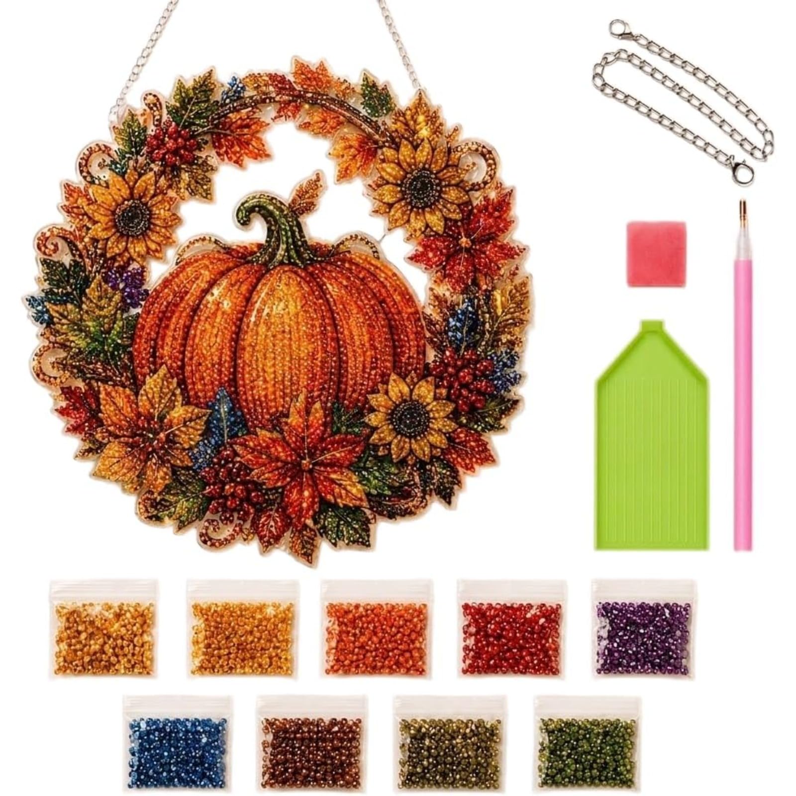 Kit Diamond Art Citrouille d'Automne Projet DIY Idée Cadeau Créatif