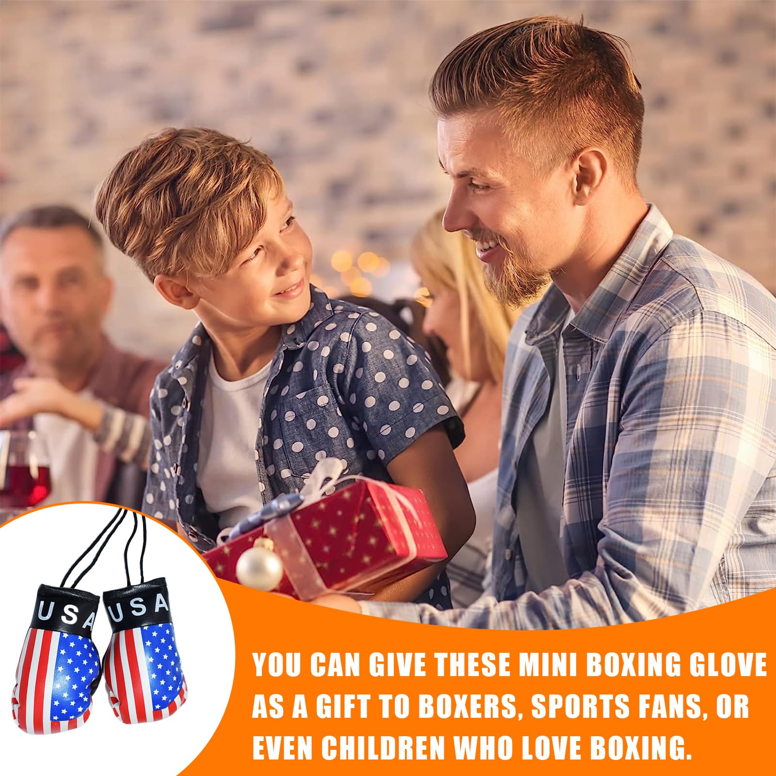 NYTKL Mini Boxing Gloves Car Mirror Hanging - Novelty Flag Ornaments For Italy, USA, Mexico & More, Christmas Decor