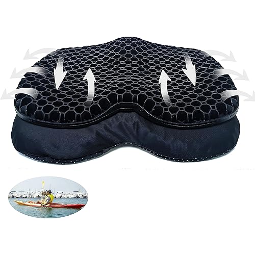 Ordbuum Anti Slip Kayak Seat Cushion, Waterproof Kayak Gel Seat Pad Cushions with U Shape,Boat Canoe Inflatable Thicken Seat Cushions Kayak Accessories for Fishing Kayak Chair and Boat(Black)
