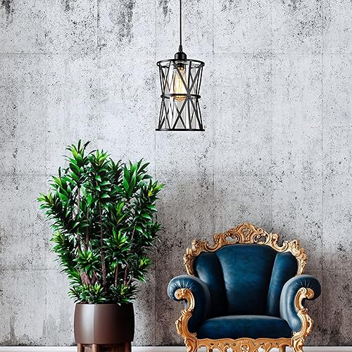 Miniatura 5 de HMVPL Lámpara colgante con enchufe de granja, lámpara de estilo swag para exteriores con cable de encendidoapagado regulador de intensidad, lámpara