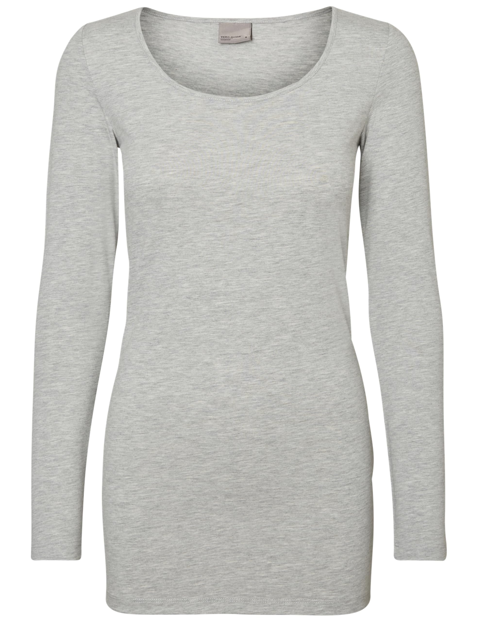 VERO MODA Damen Regular Fit Langarmshirt VMMAXI My LS Soft Long U - Neck NOOS 10152908, Einfarbig, Gr. 40 (Herstellergröße: L), Grau (Light Grey Melange)