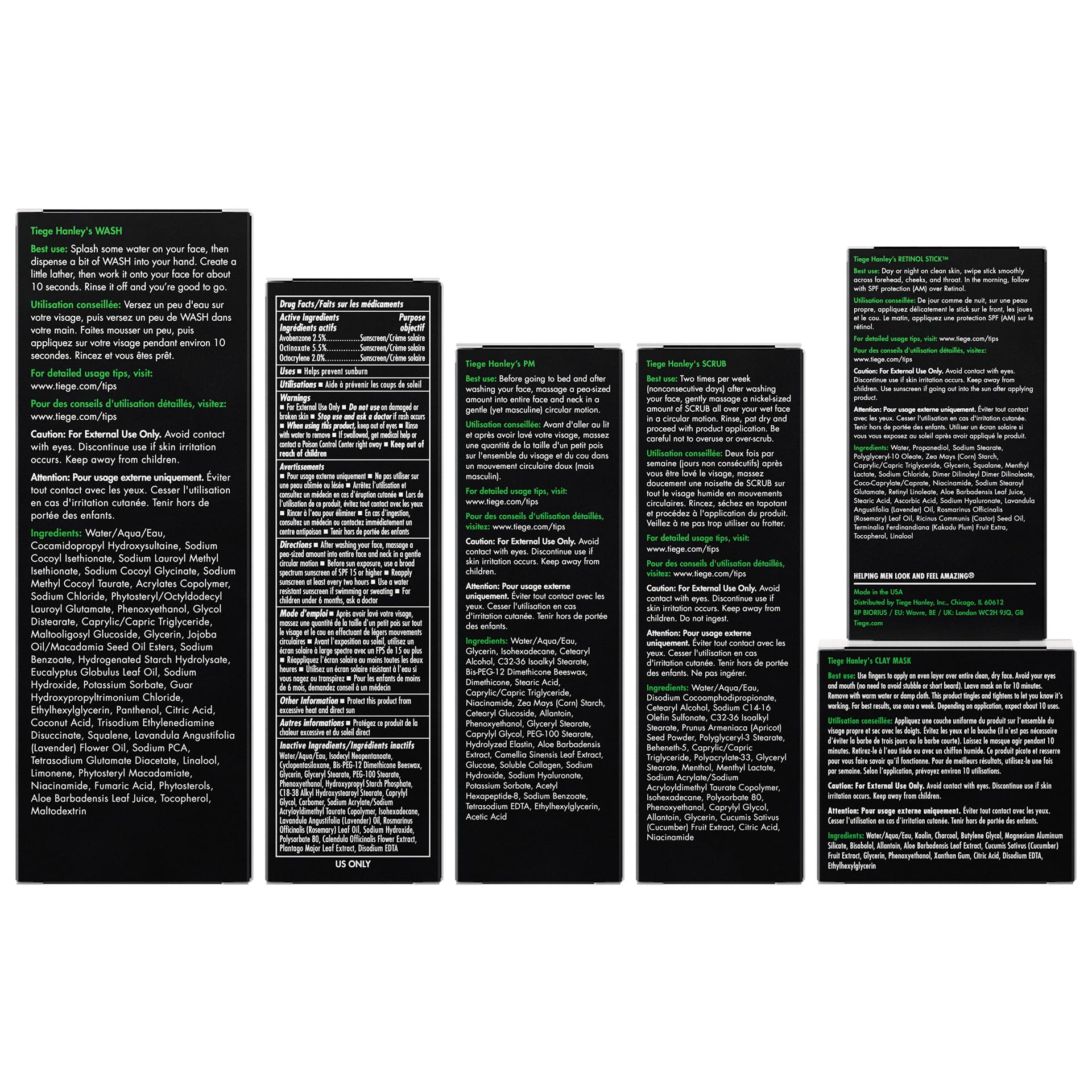 Tiege Hanley 90-Day Large Anti-Aging Skin Care Routine for Men Includes Face Wash Scrub, Moisturizers, Clay Mask, & Retinol Stick - Image 2