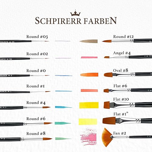 Miniatura 10 de SCHPIRERR FARBEN - Juego de pinceles redondos de 10 piezas, pinceles grandes y pequeños para pintura acrílica, gouache, acuarela, óleo y témpera,