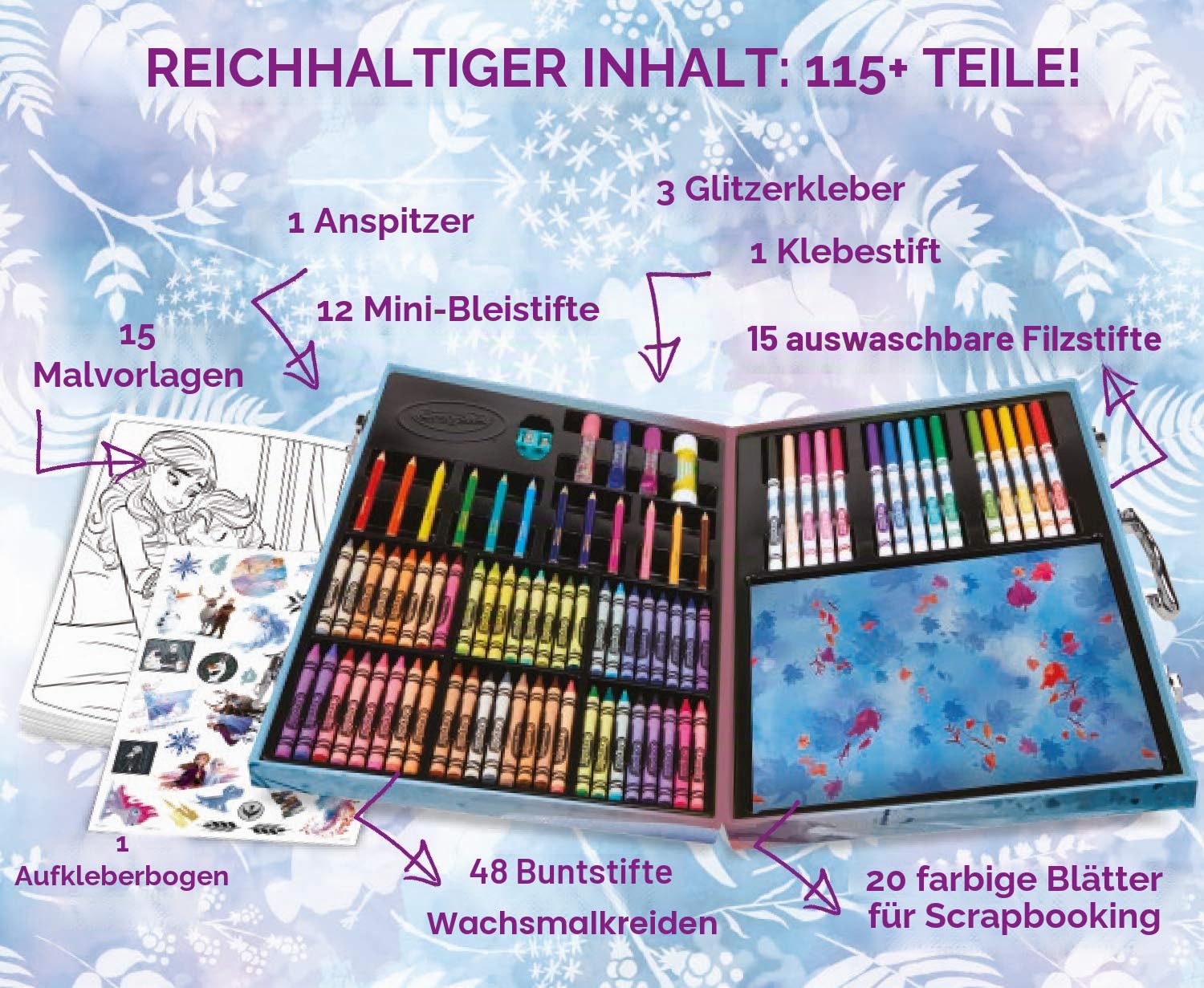 Crayola, Disney Frozen 2 Malkoffer für Kinder mit Buntstiften, ab 3 Jahren