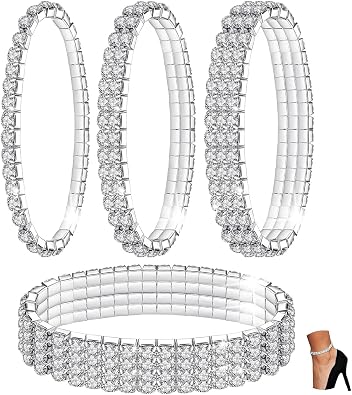 Kucheed Twinkle Diamond Anklet Elastic Bling Shining Foot Jewelry Rhinestones Bridal SummerAnkle Bracelet Jewelry