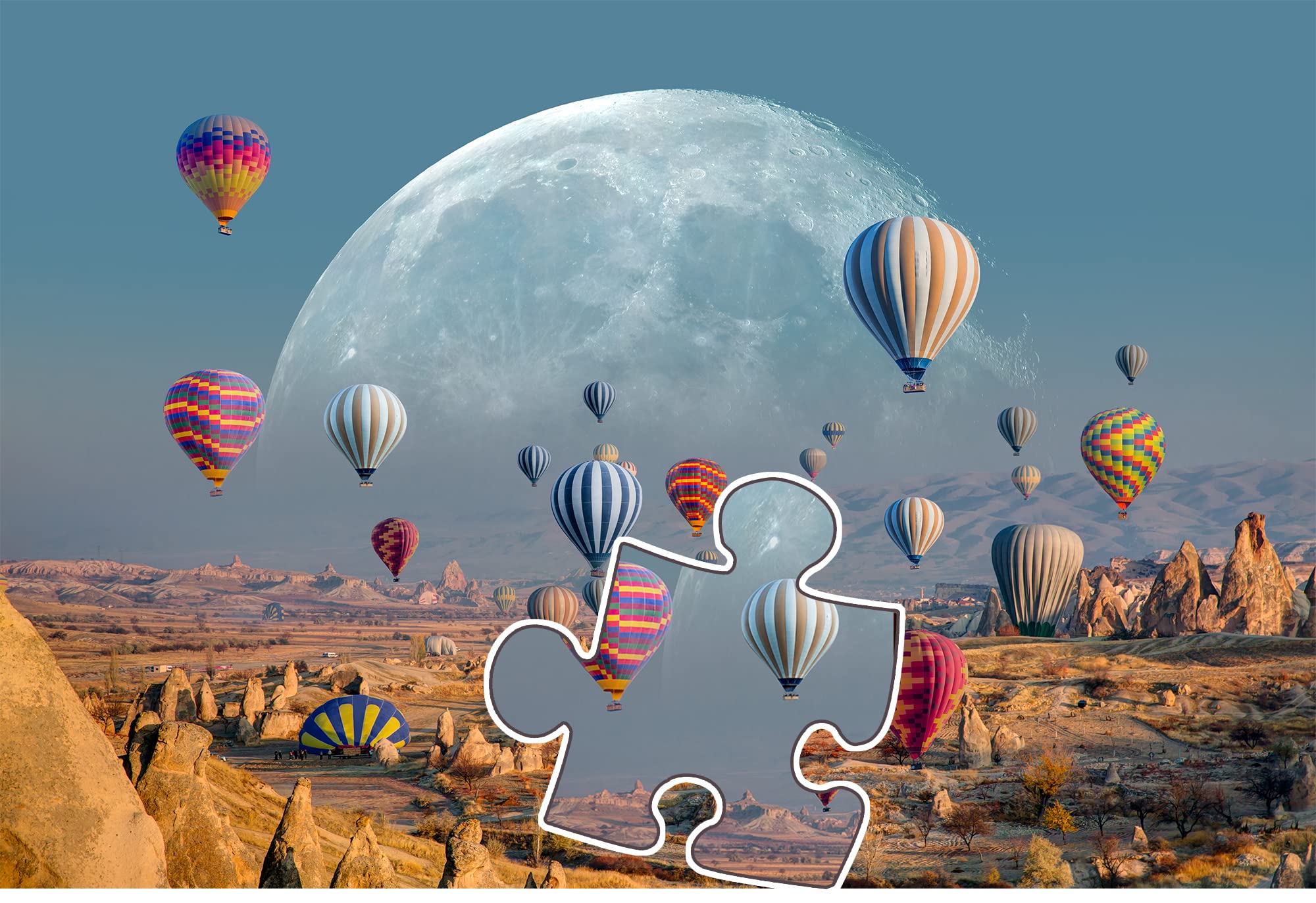 Photo 1 of 2-Pack 3DiSmart MOONSCAPE Turkey 1000 Piece Puzzle for Adults - 27 x 20 Inches Large Hard Puzzles for Adults - Precision Cut Jigsaw Puzzle 1000 Pieces for Adults