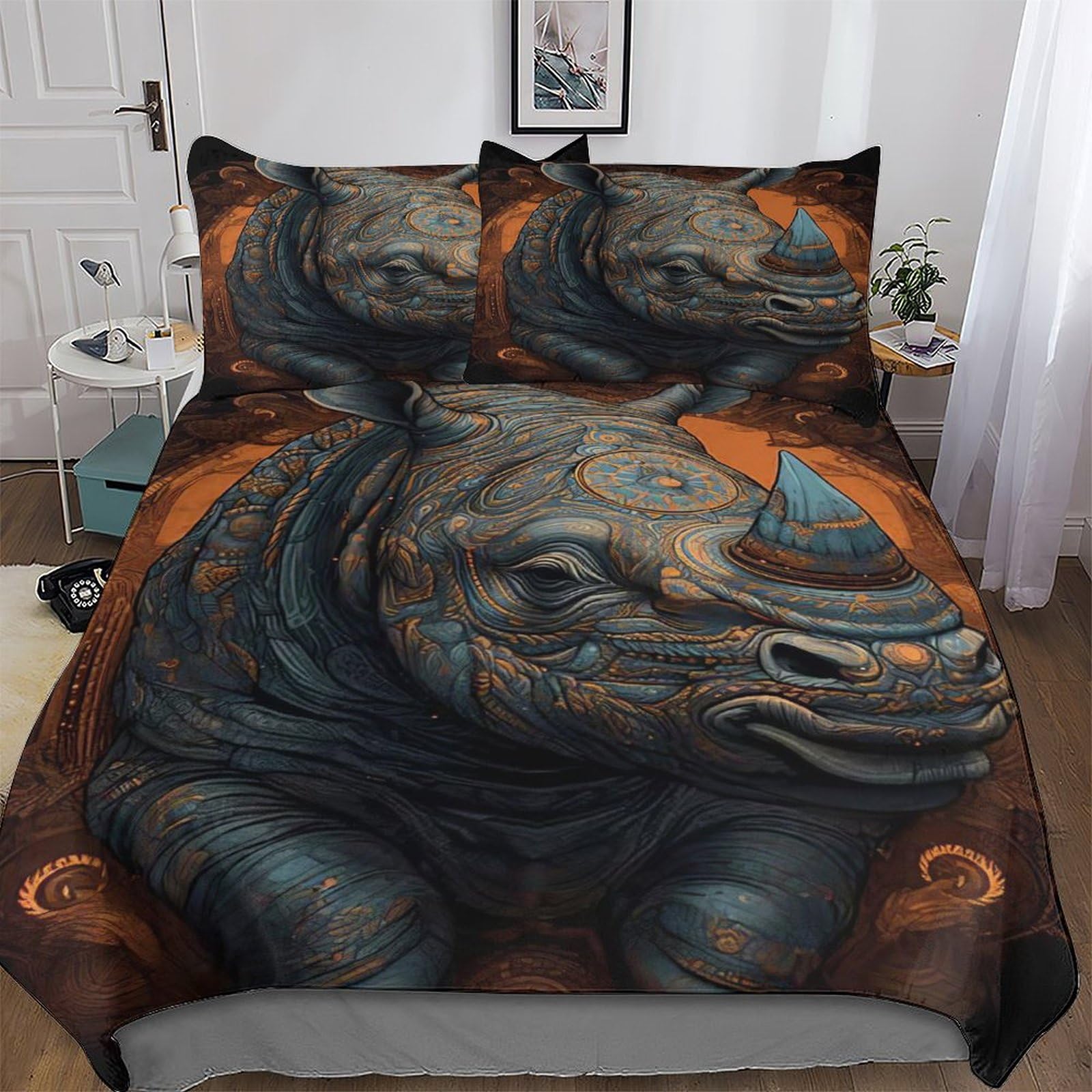 Housse de couette rhinocéros 220x240 idéale pour chambre adulte