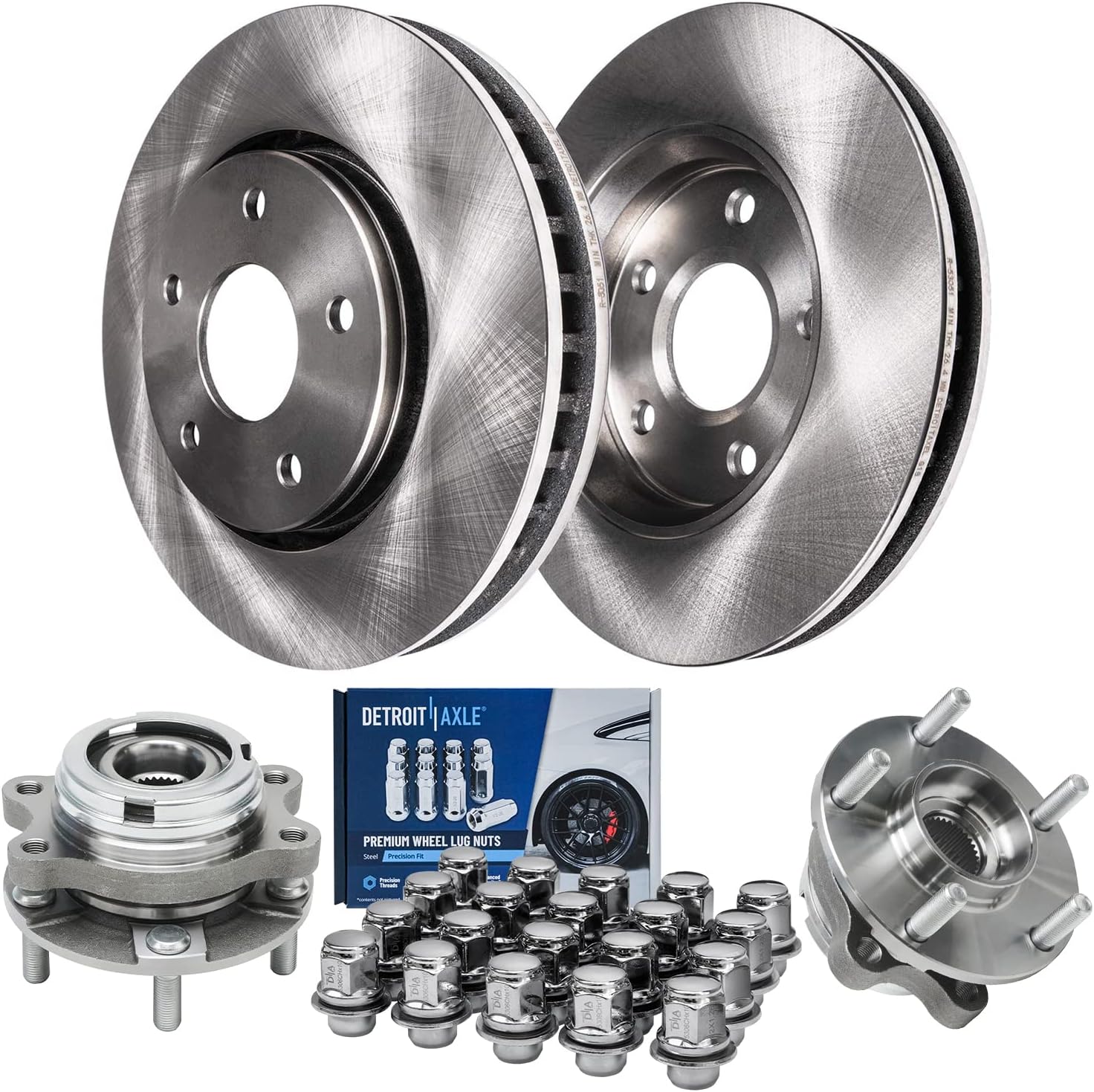 Detroit Axle - Front Brake Rotors Wheel Bearing Hubs Kit for 2007-2018 Nissan Altima, 11.65" inch Brake Rotors Wheel Bearing Hubs Lug Nuts 2008 2009 2010 2011 2012 2013 2014 2015 2016 2017 Replacement