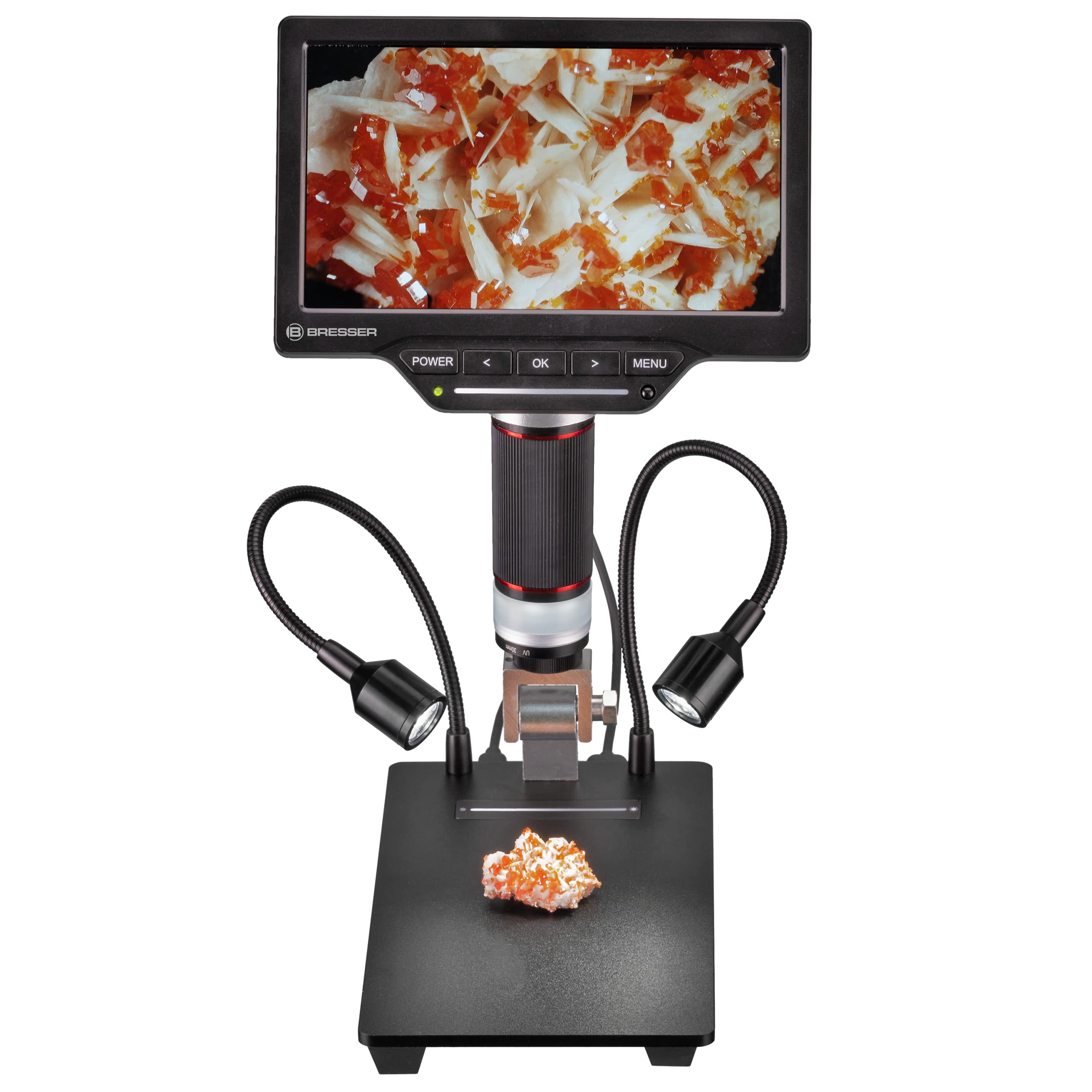 Bresser Microscopio digitale 2L con luce regolabile, Wi-Fi, schermo LCD a colori ad alta risoluzione da 7", funzione di registrazione video e foto 1080P | Per elettronica, Monitor LCD da 7 pollici, Video Full HD, Funzioni di misura, HDMI, USB, PC, 3 luci