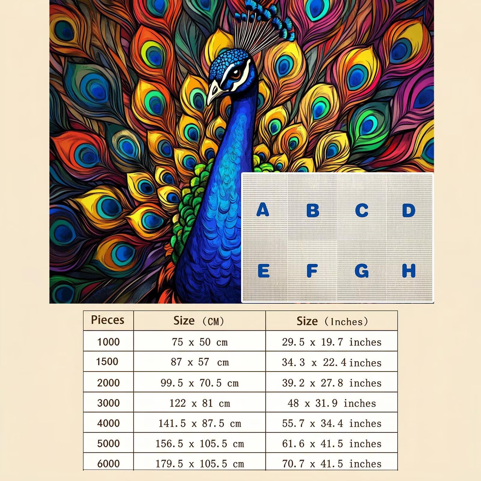 Pavone bellezza Puzzle 2000 Pezzi per Adulti, Puzzle in Legno - Collezione Classica con Poster Incluso -Sfida di Concentrazione e Passatempo Antistress, Gioco Educativo per Famiglia, 99 x 70 cm f0-591
