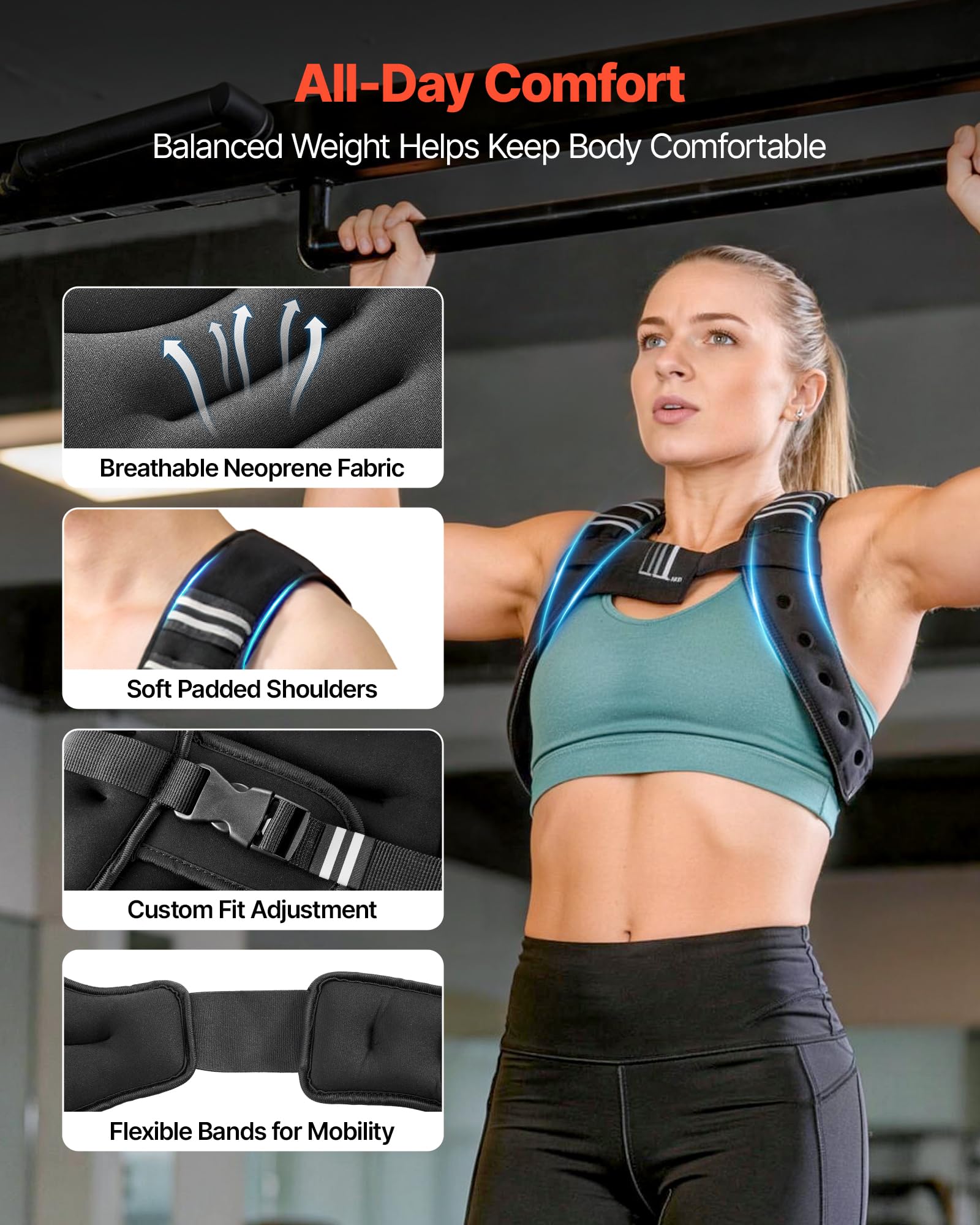 VEVOR Gewichtsweste mit reflektierendem Streifen, verstellbare Schnalle, Körpergewichtsweste für Männer und Frauen, Trainingsgerät für Krafttraining Laufen Joggen Fitness