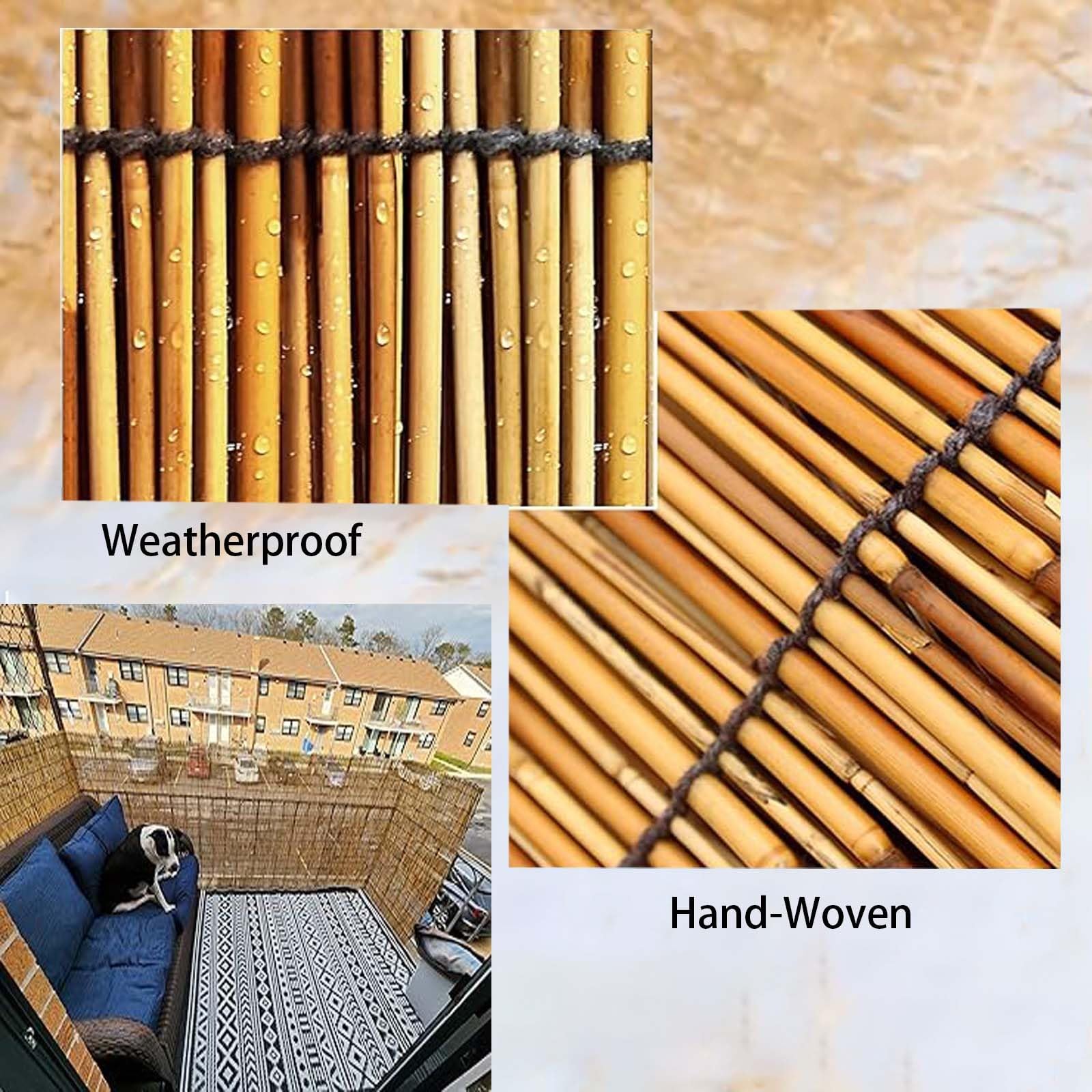 Canna di Bambu Rotolo,Recinzione in Canna Naturale,Decorazione Murale in bambù,Schermo per La Privacy del Balcone,Robusto,Facile da Installare, Divisorio per Occultamento Delimitazione(100x500cm)