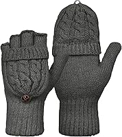 Vista 21 de Beurlike Guantes de invierno para mujer, de lana cálida, a prueba de viento, convertibles, sin dedos Negro