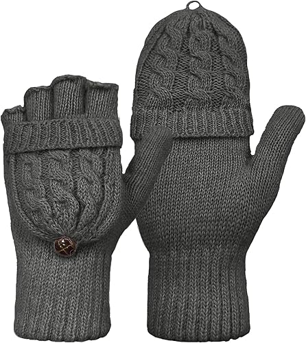 Miniatura 21 de Beurlike Guantes de invierno para mujer, de lana cálida, a prueba de viento, convertibles, sin dedos Negro