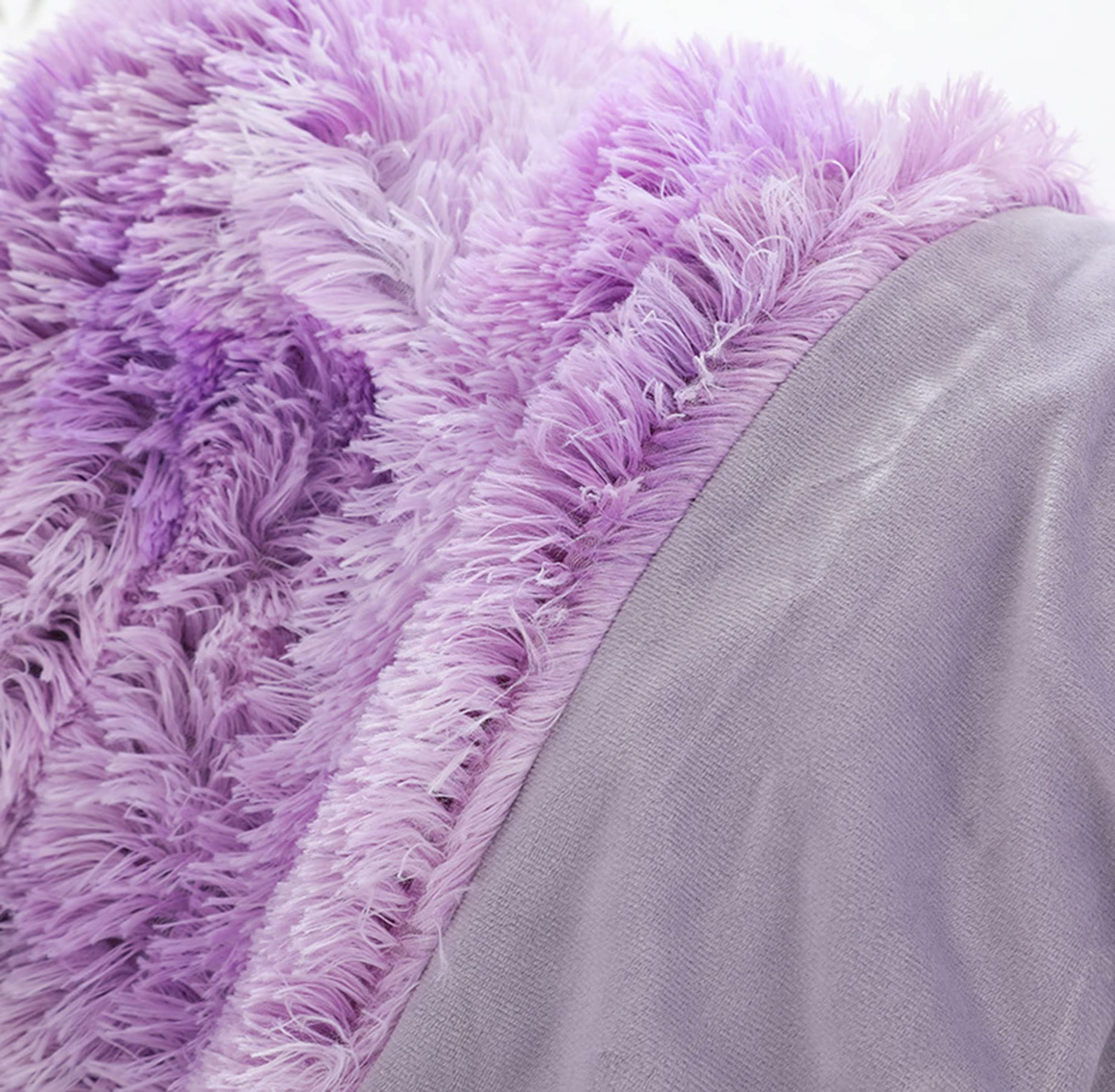 Coperta in finta pelliccia, per divano, letto, divano, decorativo, tinta unita, per letto matrimoniale, in peluche, per camera da letto, casa, ufficio, biancheria da letto (160 x 200 cm, viola)