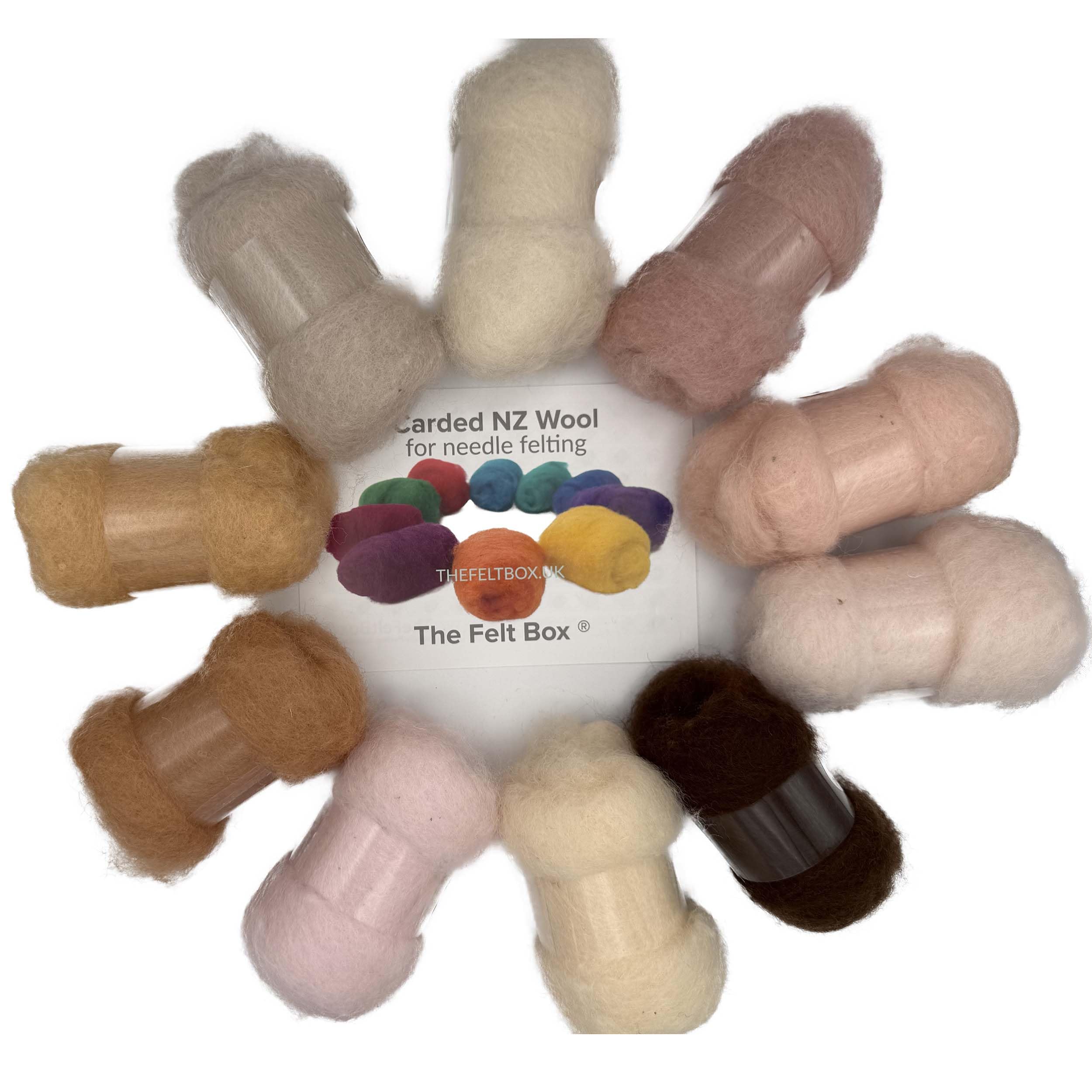 The Felt Box 200 g Skin Tones Carded Wool Shade Pack for Needle Felting