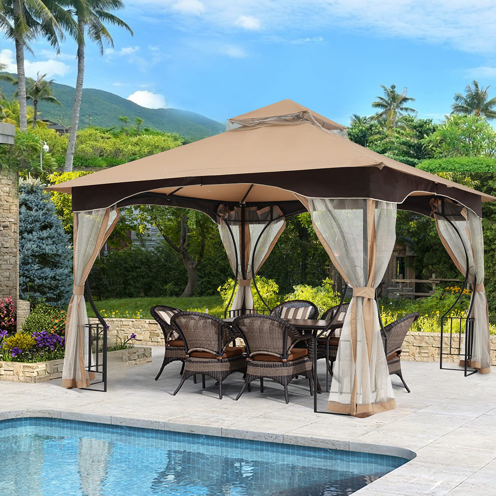 Buy MASTERCANOPY Patio Outdoor Gazebo with Netting Screen Walls and