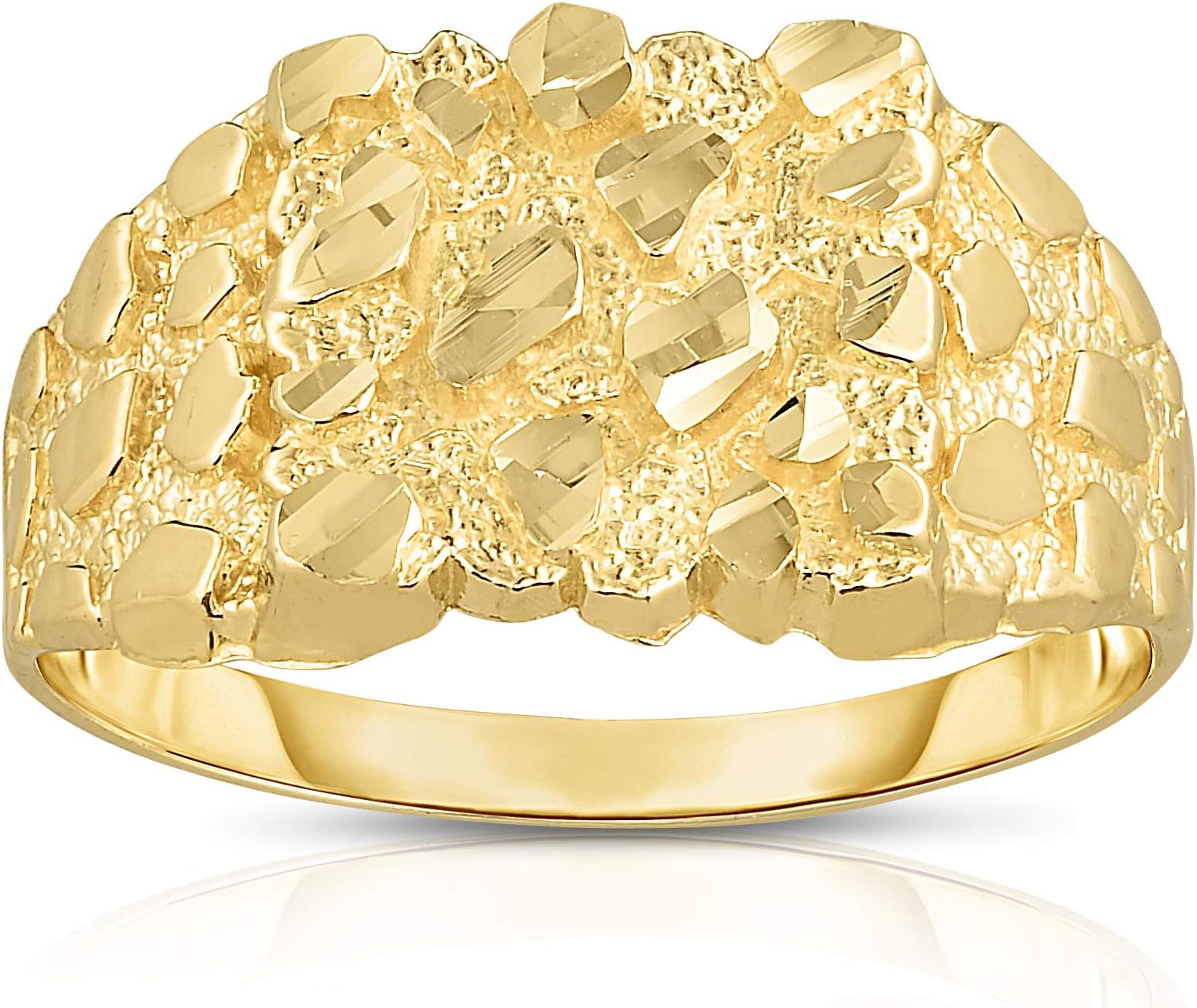Floreo10k Yellow Gold 12.3mm Square Nugget Ring, Sizes 6-13