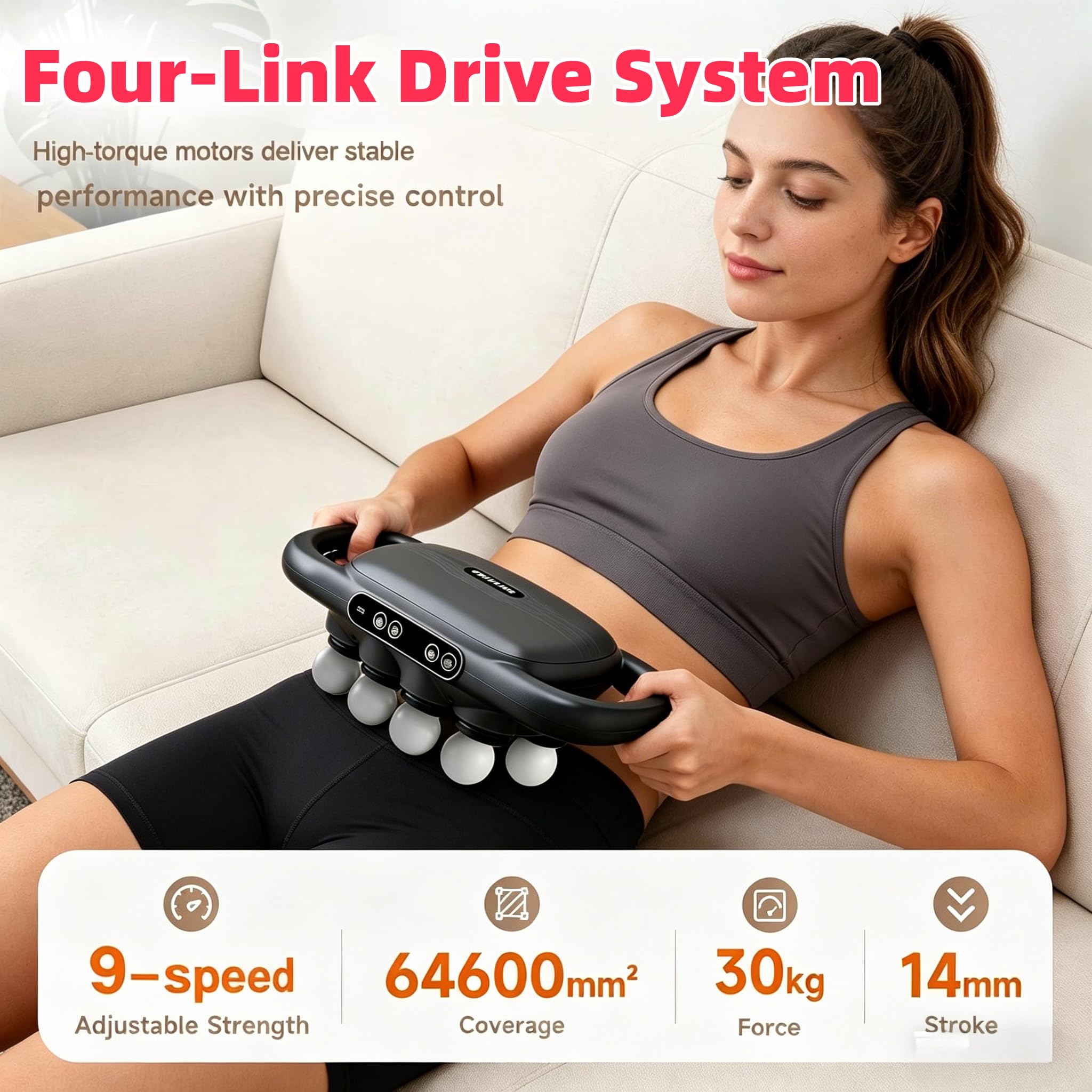 Sirrail Set di 16 pistole massaggianti per tessuti profondi, 2600 mAh, 9 modalità e 9 intensità, per casa, palestra, ufficio, viaggi, nero