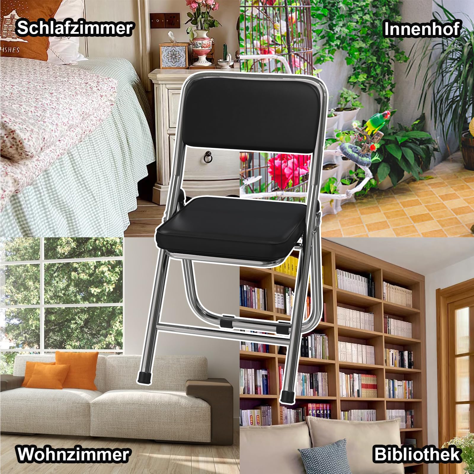 6pcs Sedia Pieghevole Comoda Sedia Visitatore Sedia Pieghevole Imbottita in Pelle Sedia da pranzo pieghevole Sedie pieghevoli per cucina, interno, esterno, sala conferenze viola profondo