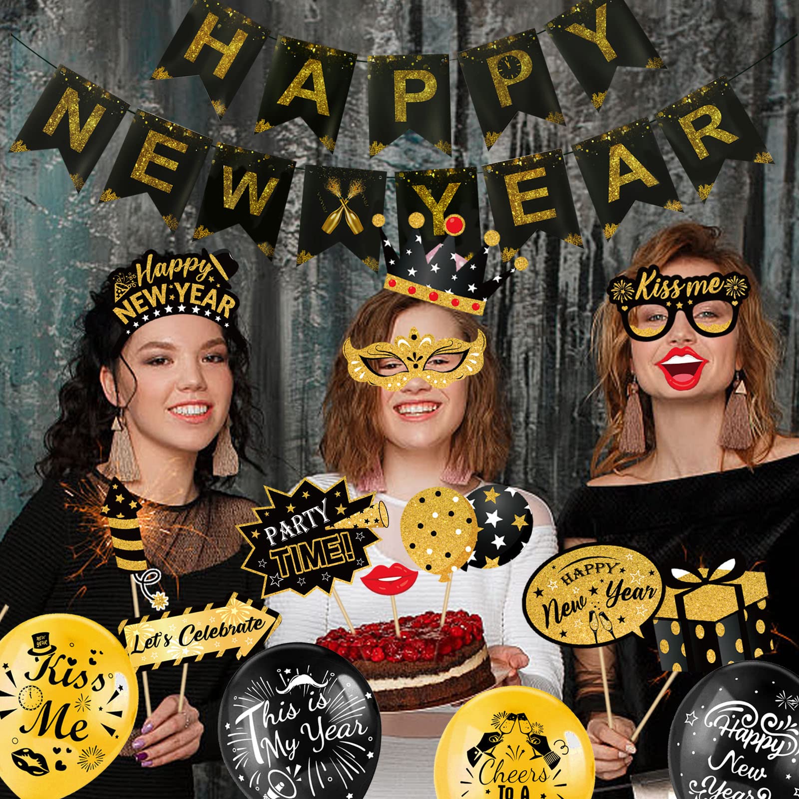 Silvester-Deko 2026 – Riesen-Folienballons In Schwarz, Gold & Weiß