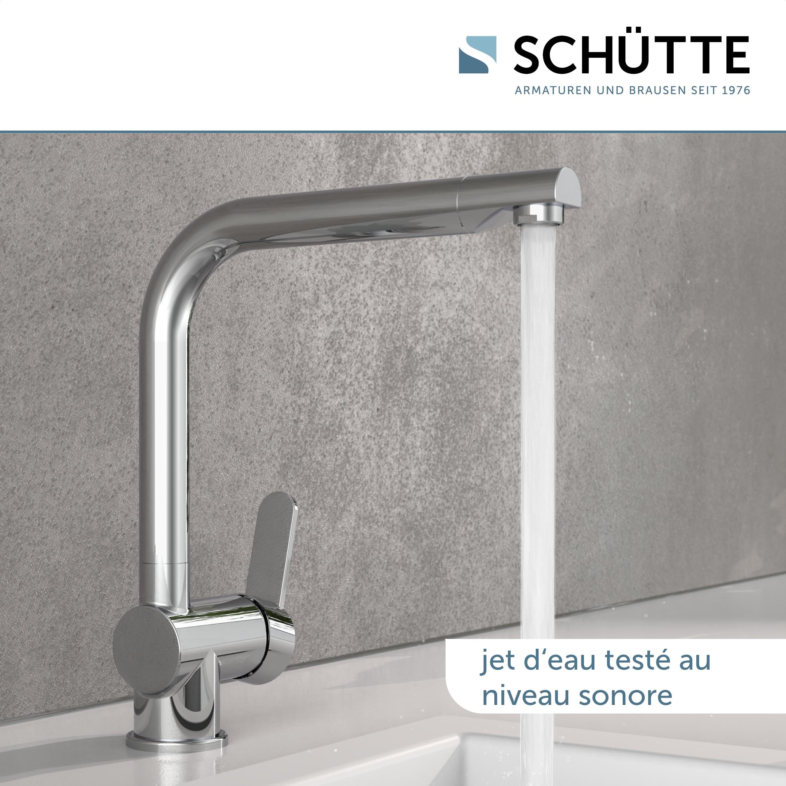 SCHÜTTE 79816 RIO Robinet de cuisine orientable à 360°, Mitigeur d'évier avec bec haut cuisine, Mitigeur monocommande simple évier double Mitigeur d'évier, Robinet en chrome