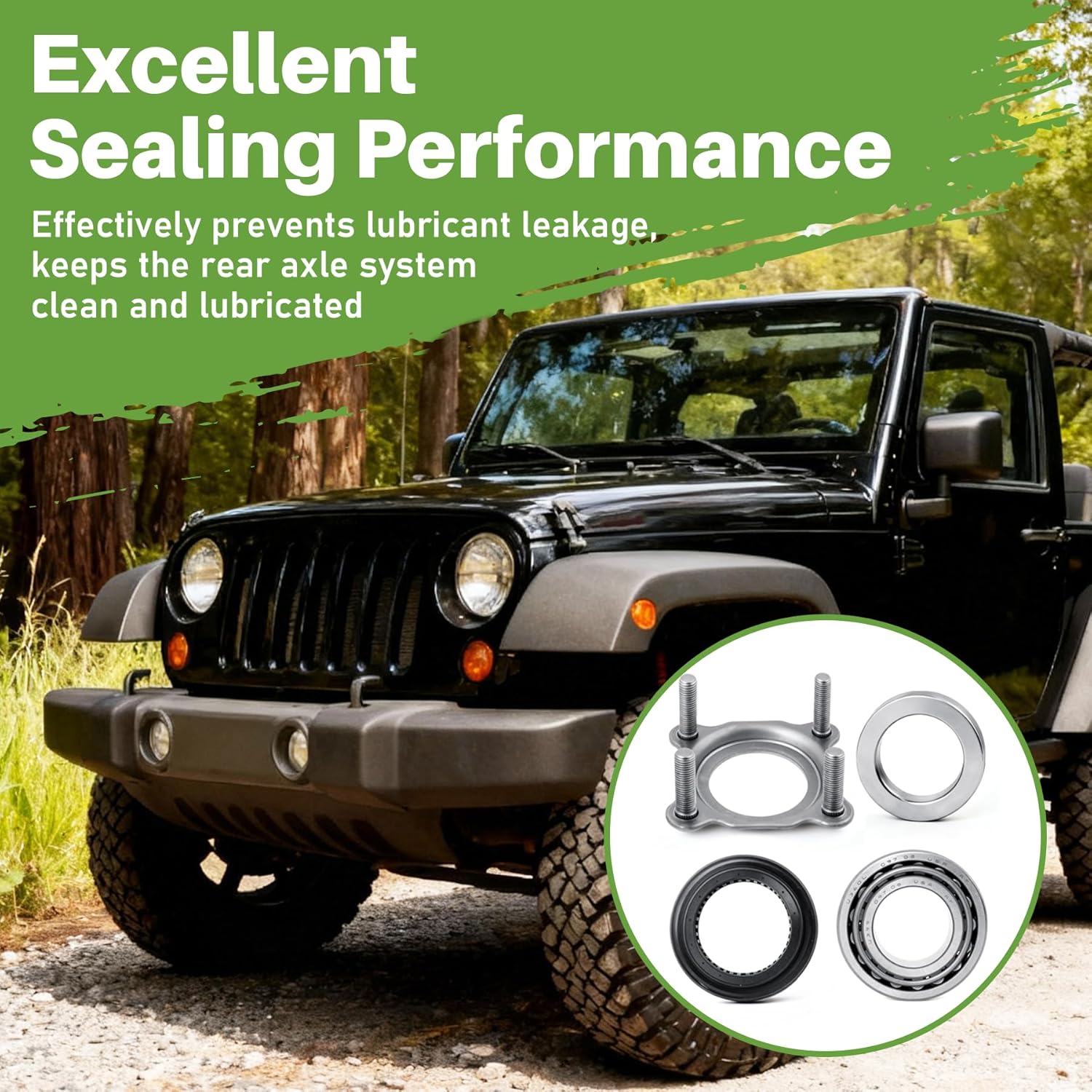 Rear Axle Bearing and Seal Kit, Replace for 68008523AA, Compatible with Jeep Wrangler JK/JKU 2007-2017 Axle Shaft Seal Retainer