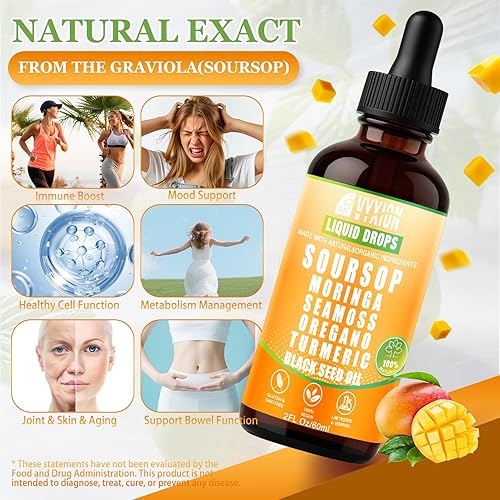 Miniatura 4 de Gotas líquidas 10 en 1 con musgo marino, moringa, cúrcuma, aceite de semilla negra, orégano, ashwagandha, extractos de hierbas para mejorar la salud