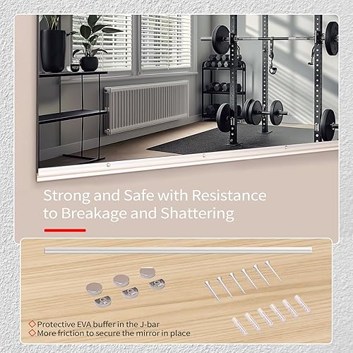 Miniatura 2 de Espejo de gimnasio en casa, azulejos cuadrados de 12 x 12 x 8 piezas, espejo de pared de vidrio HD, espejo de gimnasio sin marco, azulejos