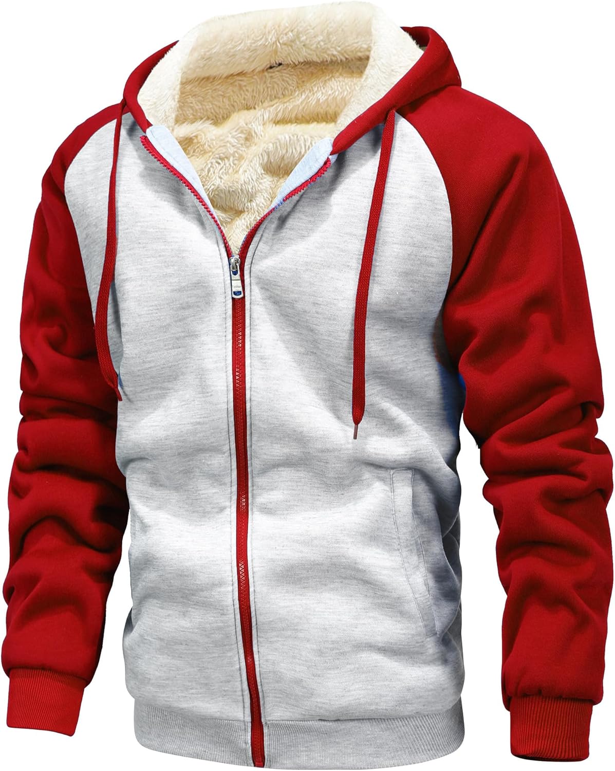 GXAMOY Men's Winter Fleece Hoodies for Men Heavyweight Warm Thick Full Zip Up Sweatshirt Outerwear