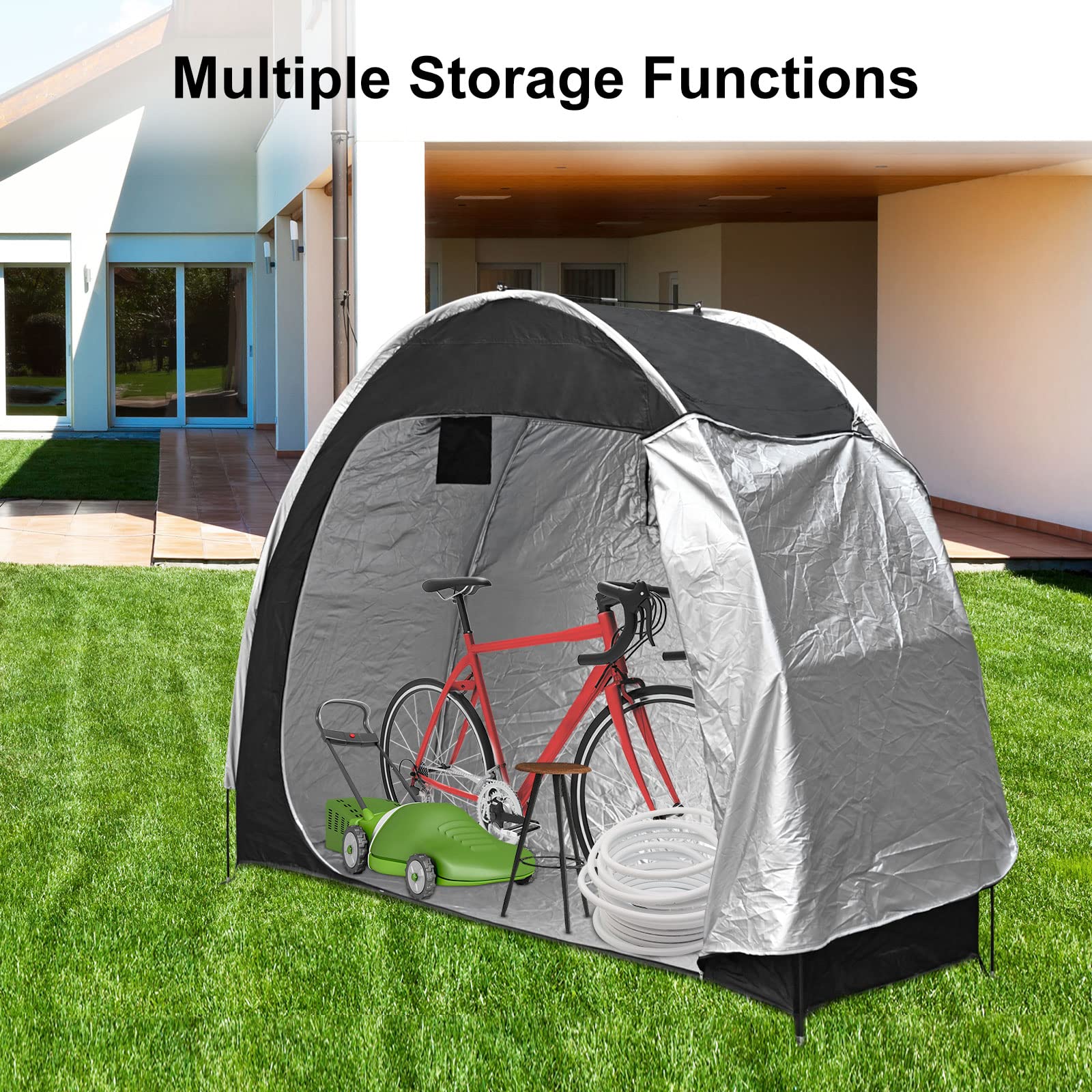 Abri De Jardin Pour Vélos - Tente De Rangement Extérieur Imperméable En Oxford 210D - Dimensions 195x163x80 Cm - Porte Zippée, Facile à Monter