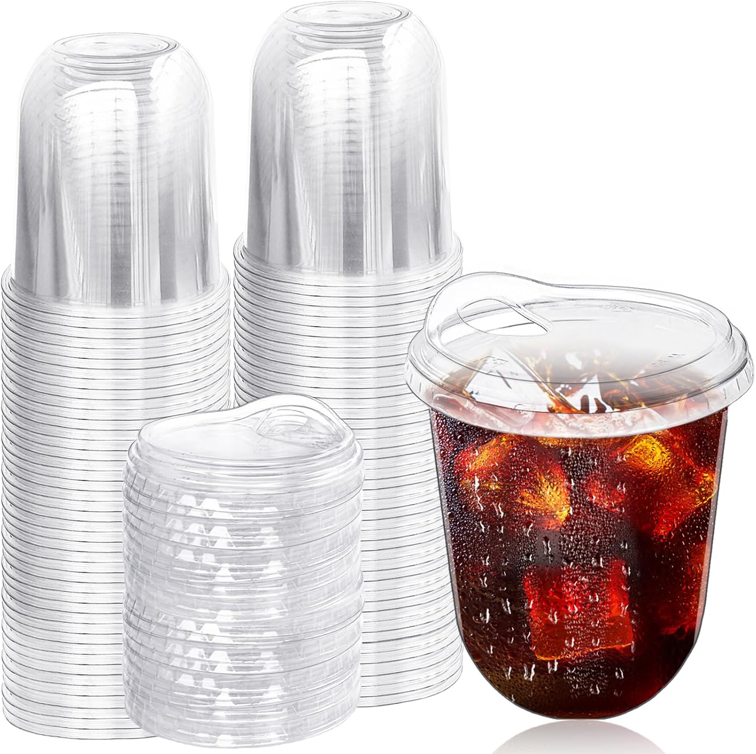 50 Pack Clear Plastic Cups,12 oz Iced Coffee Cups,Disposable PET Crystal Cups,Round Bottom To Go Cup for Iced Coffee Juice Smoothie Cold Beverage 50 Pack 12 oz