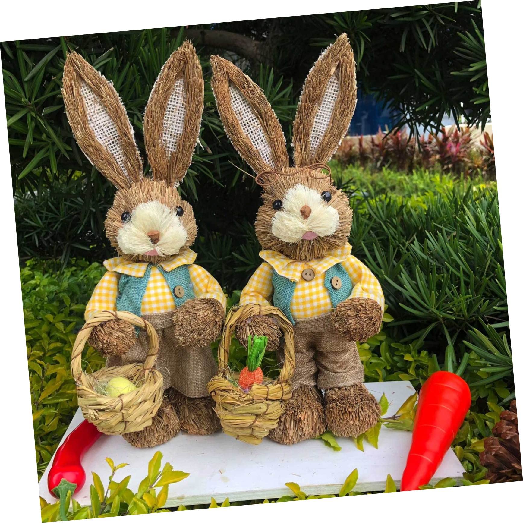STOBAZA 4pezzi Statuette Di Coniglio Intrecciate Decorazioni Da Giardino Per Casa Stile Cartoon Per Pasqua e Decorazioni Festive