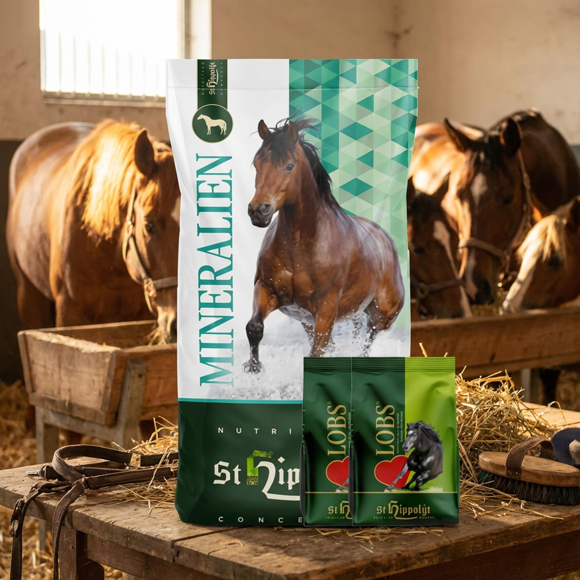 St. Hippolyt SemperMin muesli 15 kg + St Hippolyt Lobs - Cubo di ricompensa, 2 x 1 kg, in confezione regalo